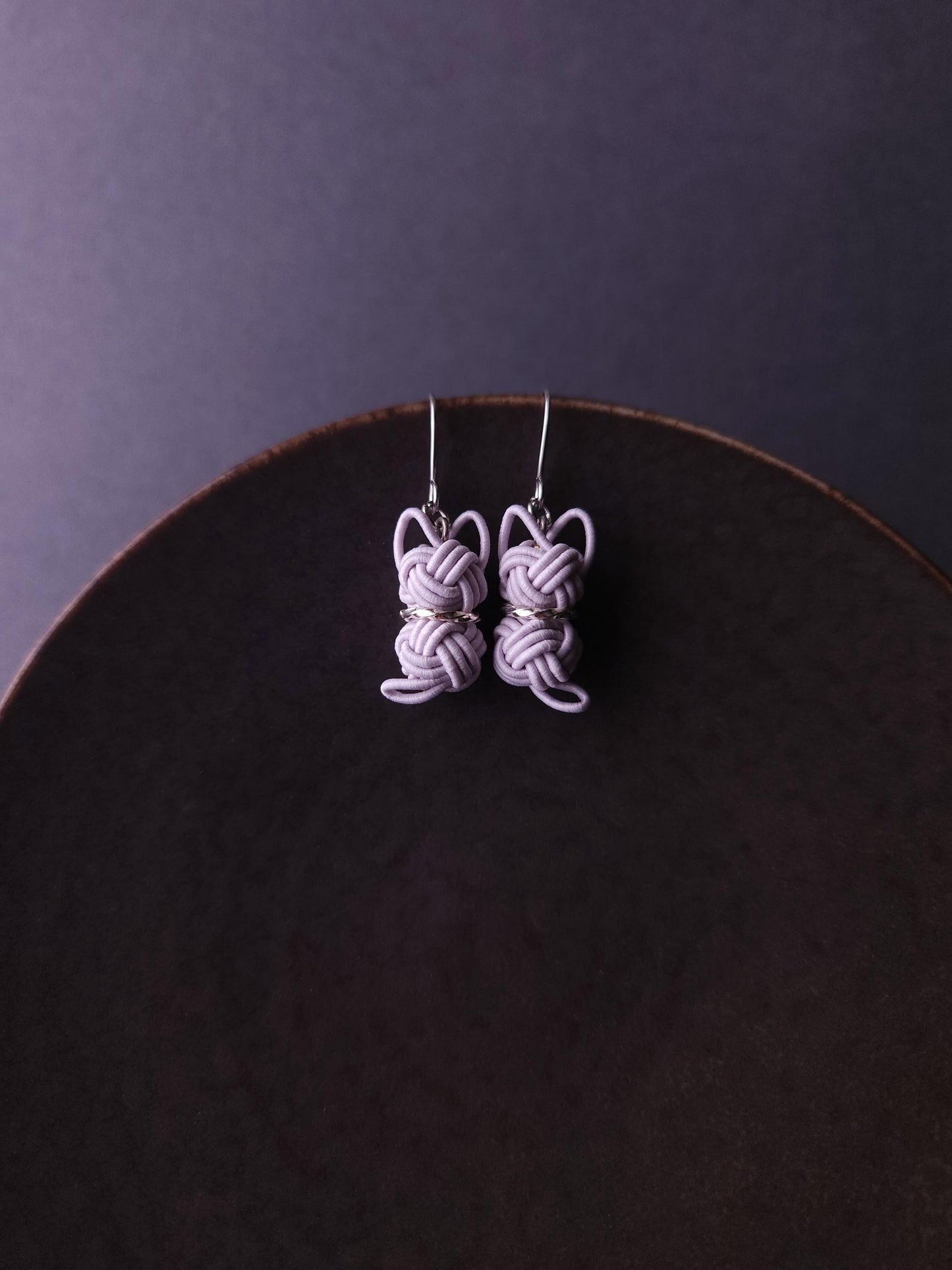 Cat Earrings - Lavender Gray