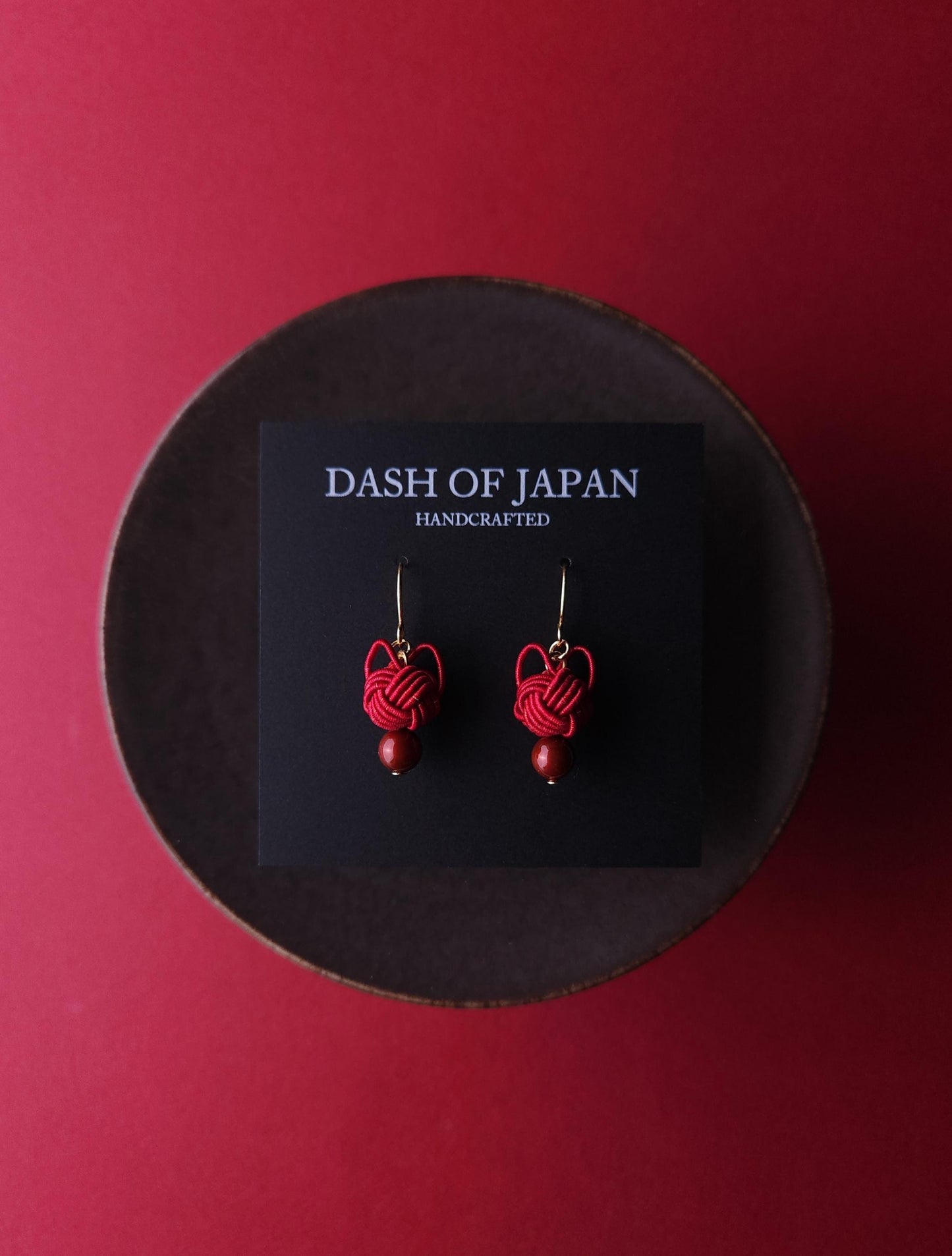 Cat Head Earrings - Dark Red