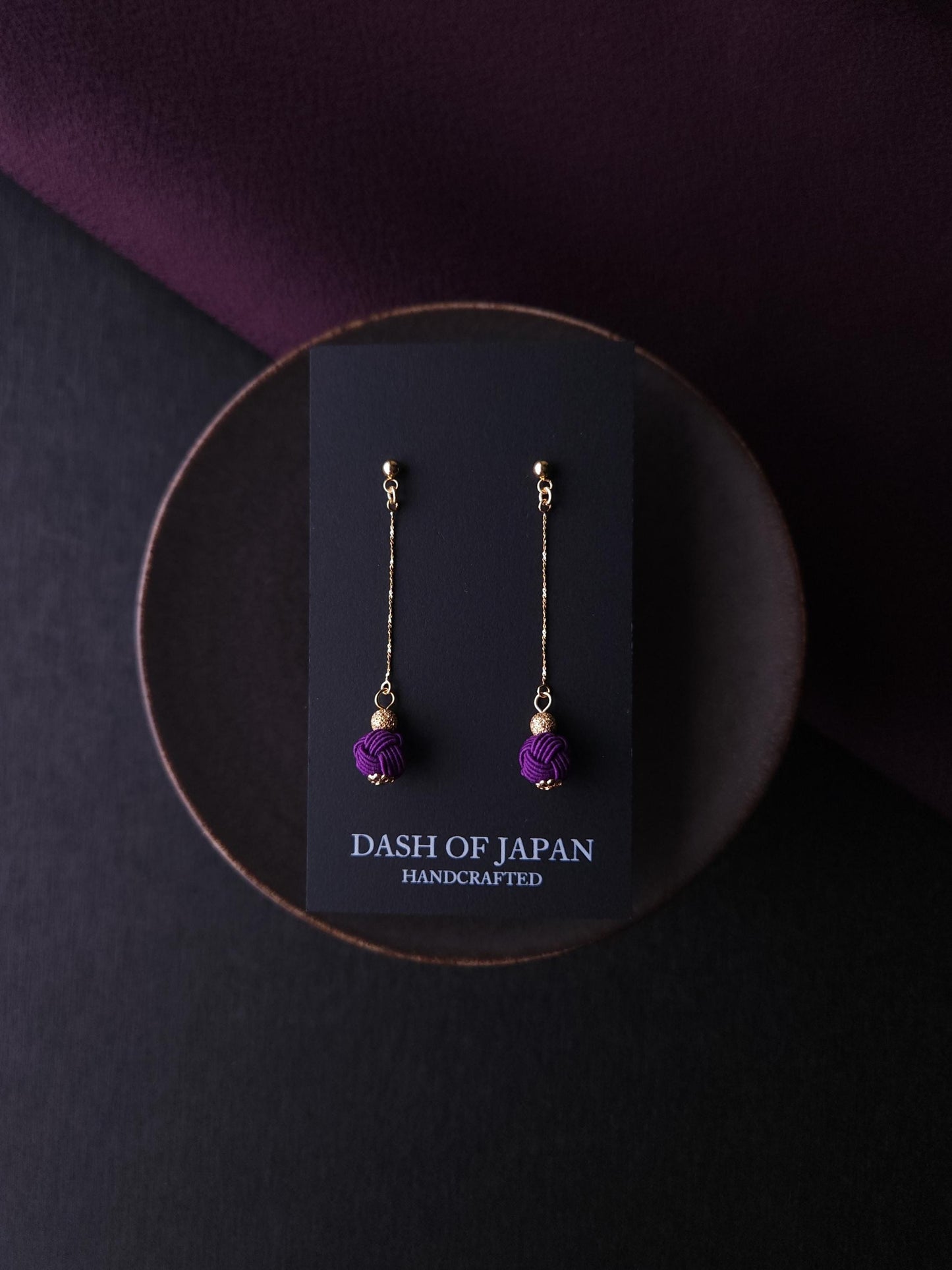 Long Drop Earrings - Purple