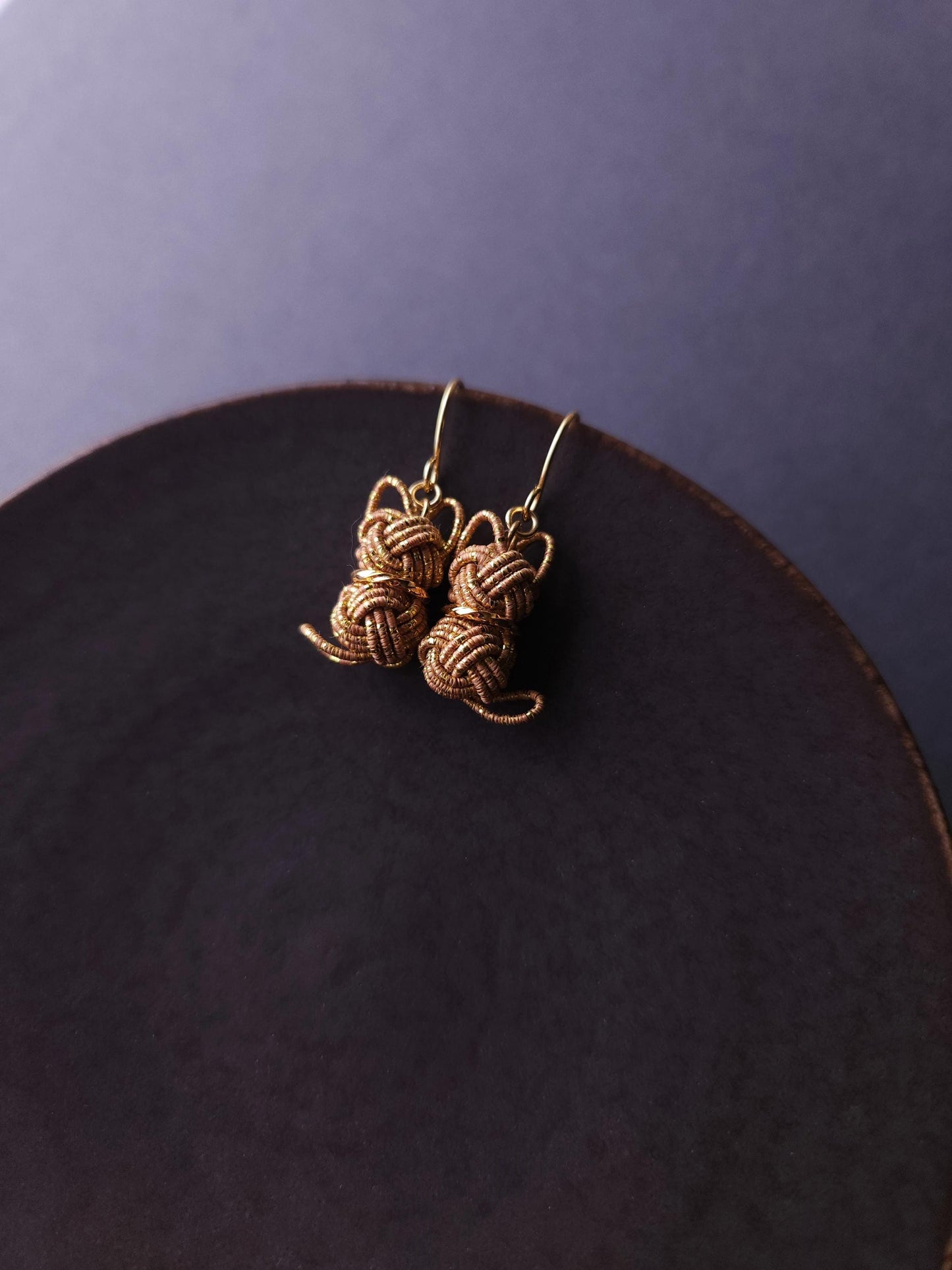 Cat Earrings - Brown Gold