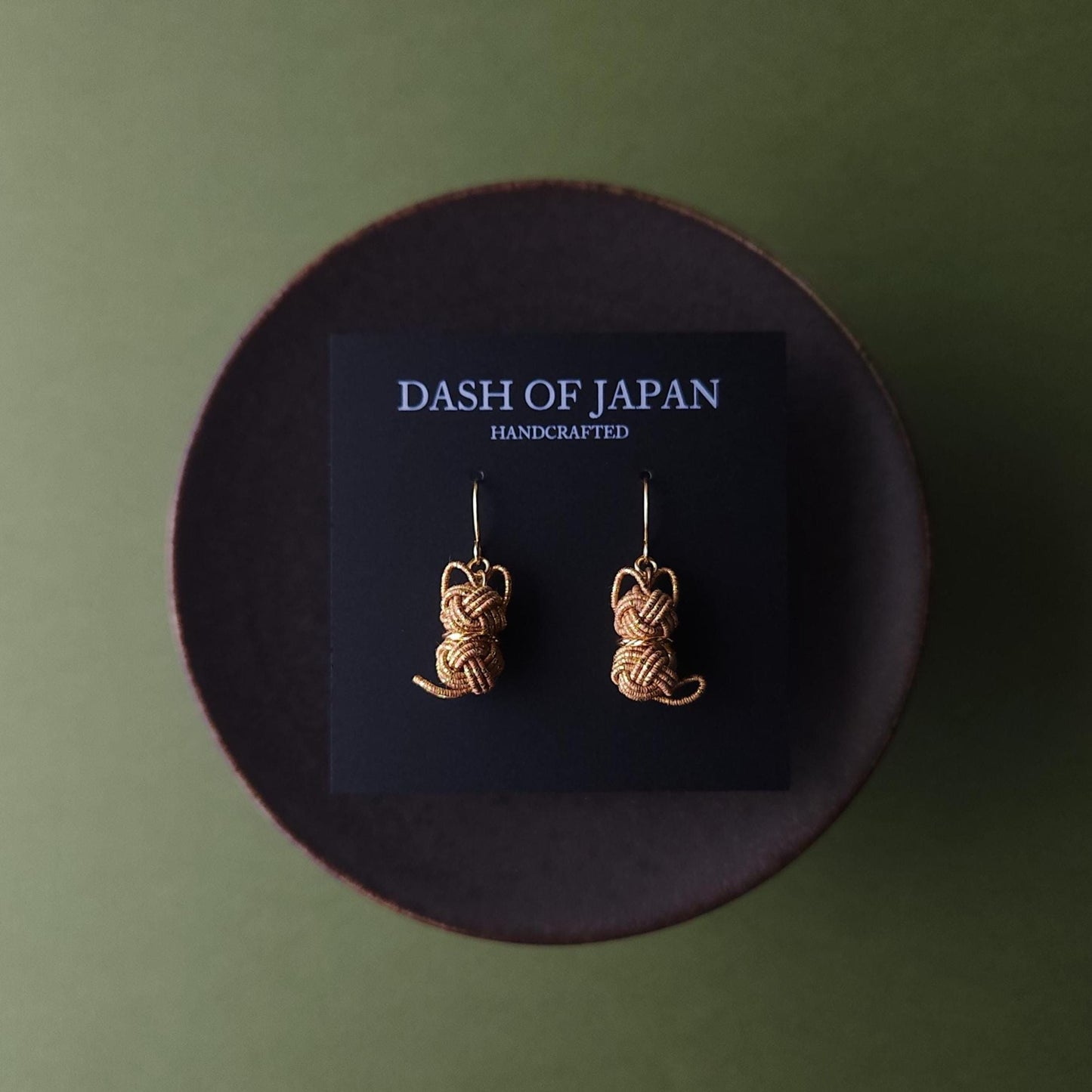 Cat Earrings - Brown Gold