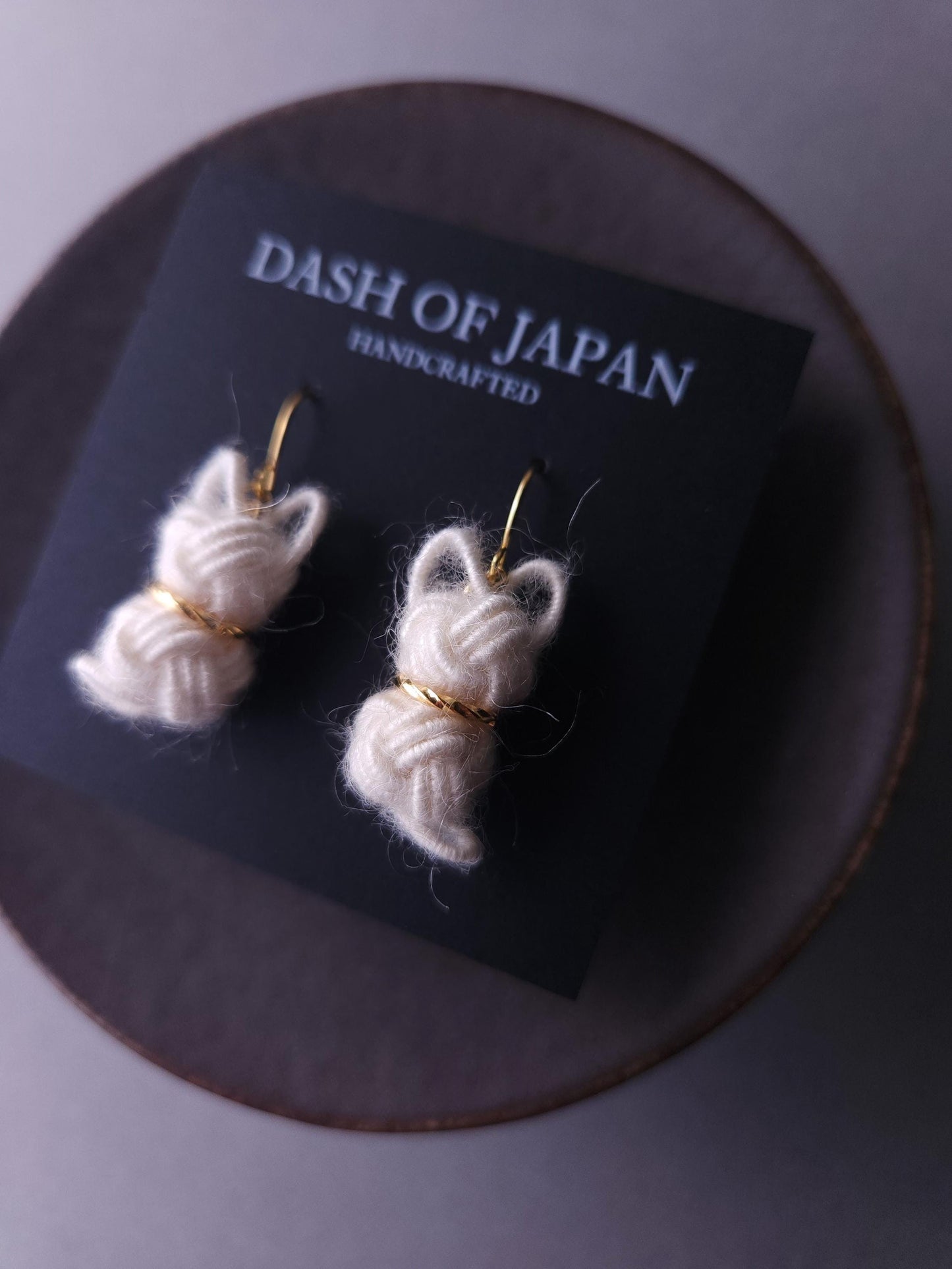 Fluffy Cat Earrings - White