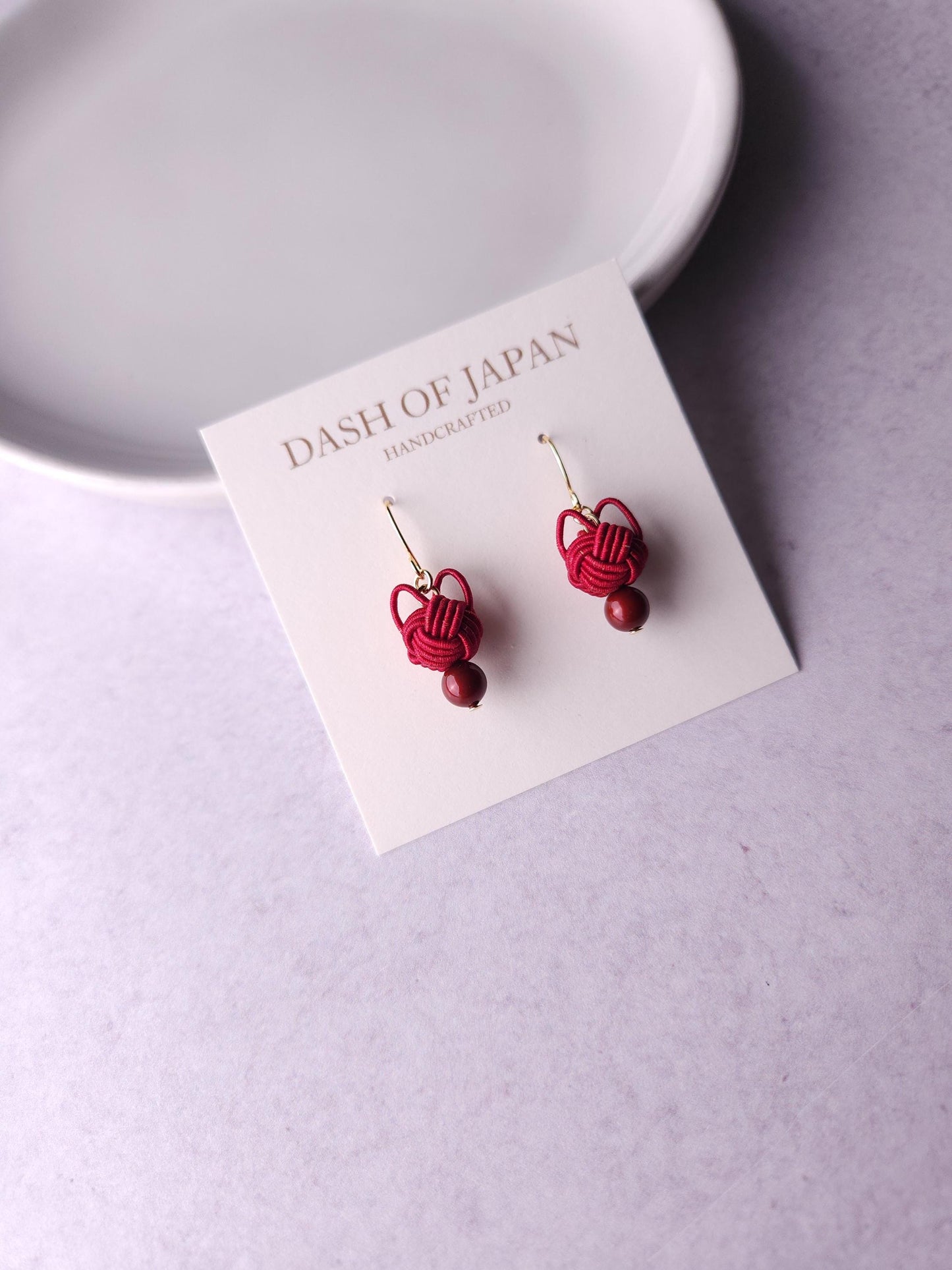 Cat Head Earrings - Dark Red