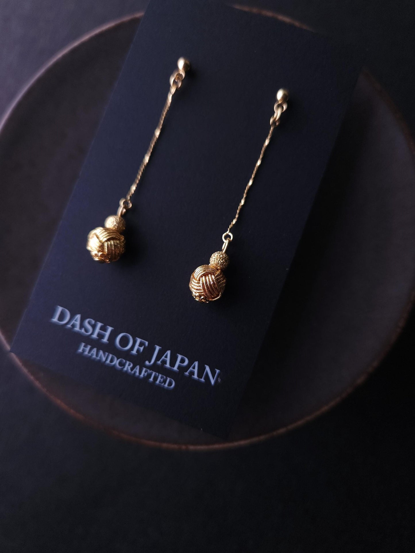 Long Drop Earrings - Metallic Gold
