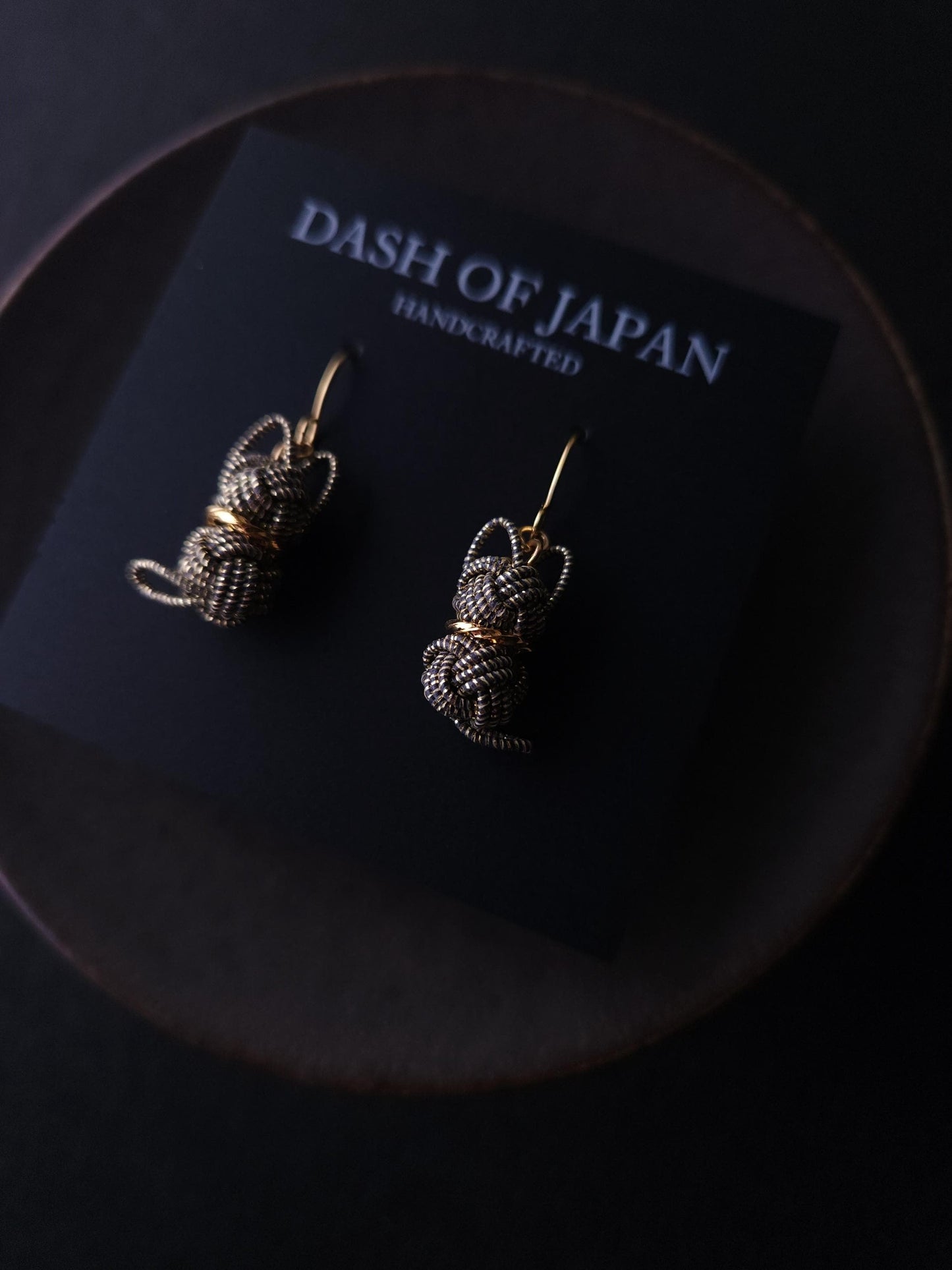 Cat Earrings - Black Gold