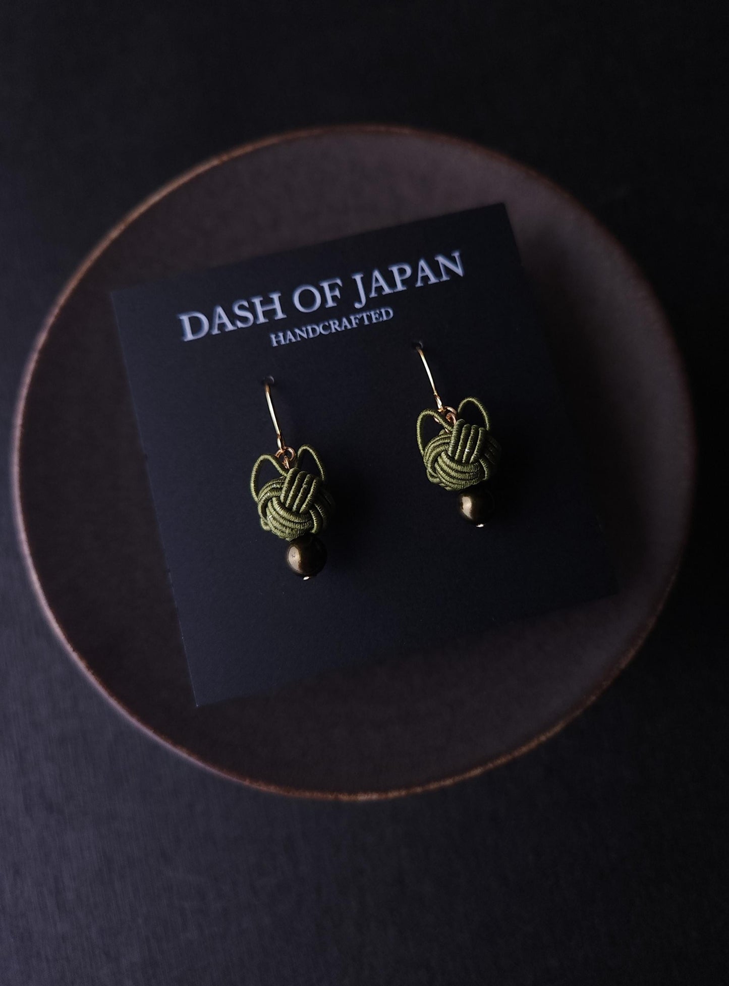 Cat Head Earrings - Olive Green