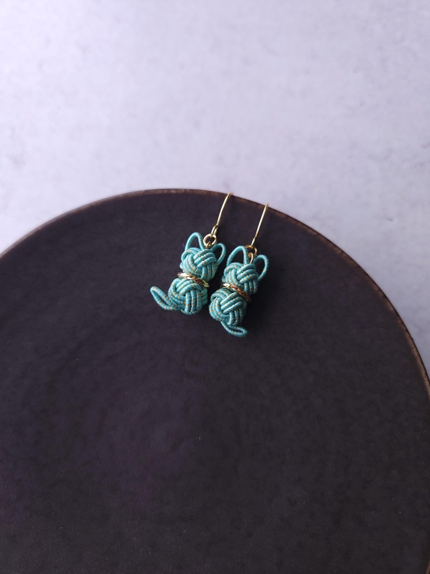 Cat Earrings - Turquoise Blue x Gold