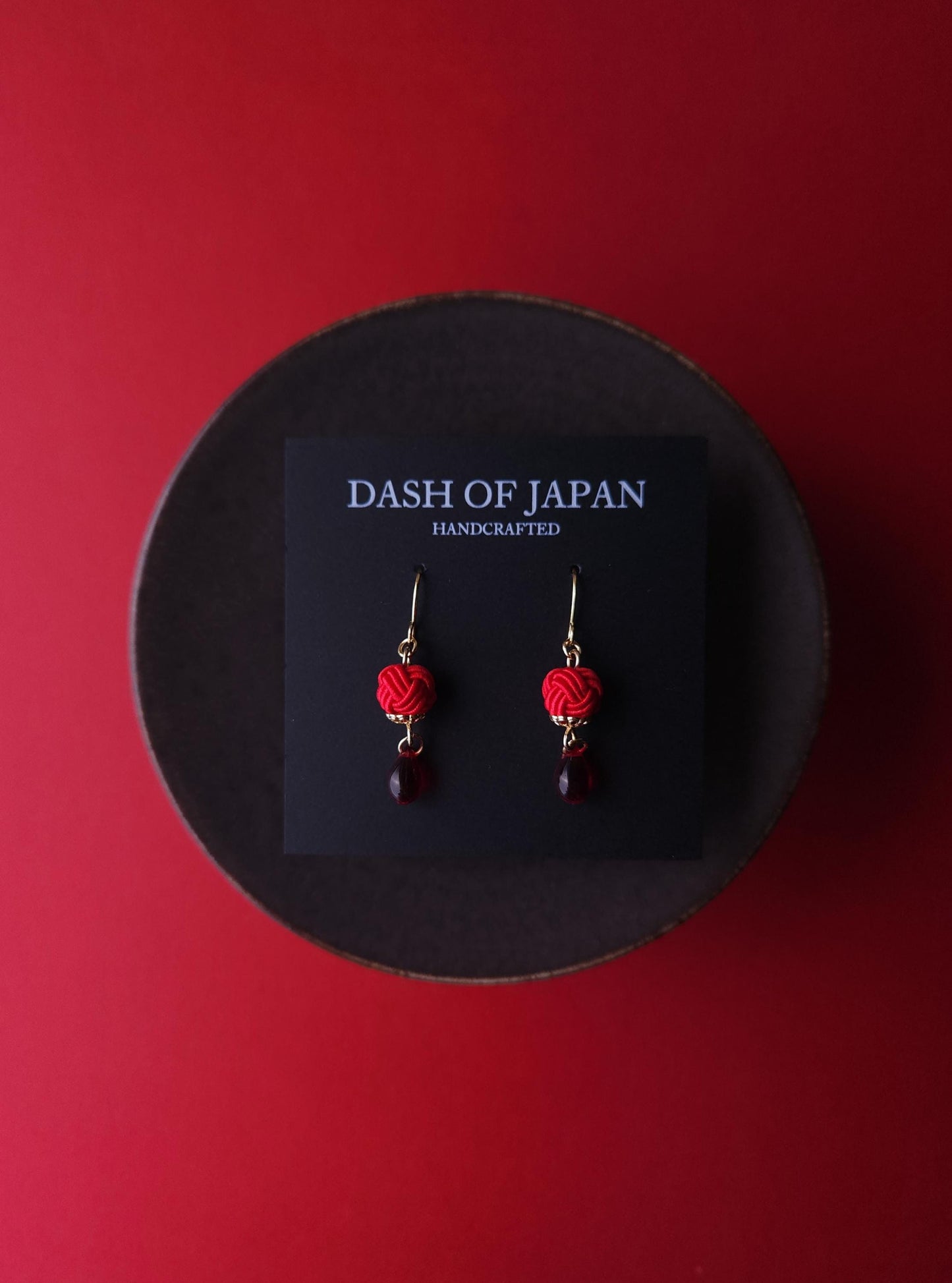 Simple Drop Earrings - Red