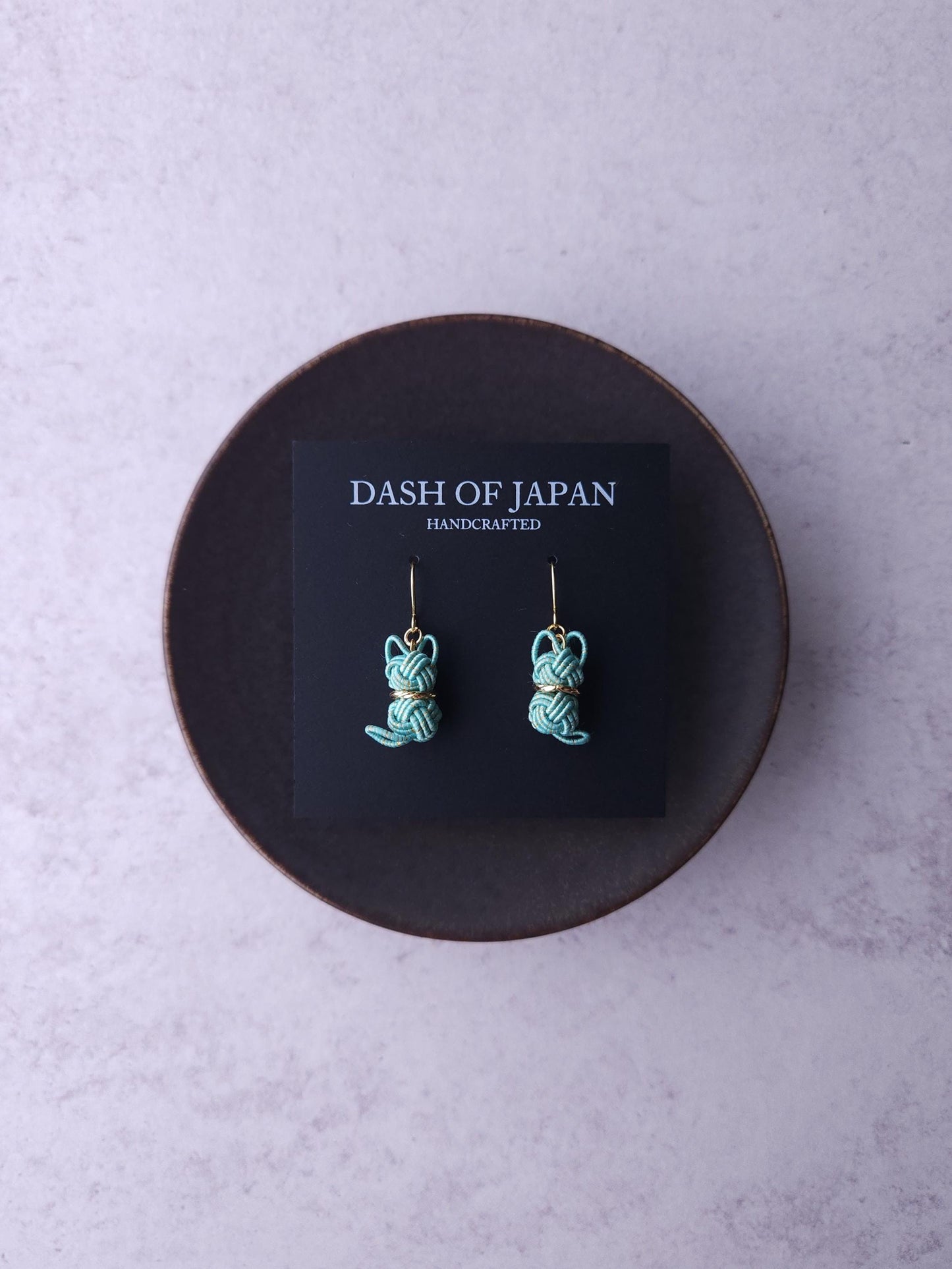 Cat Earrings - Turquoise Blue x Gold
