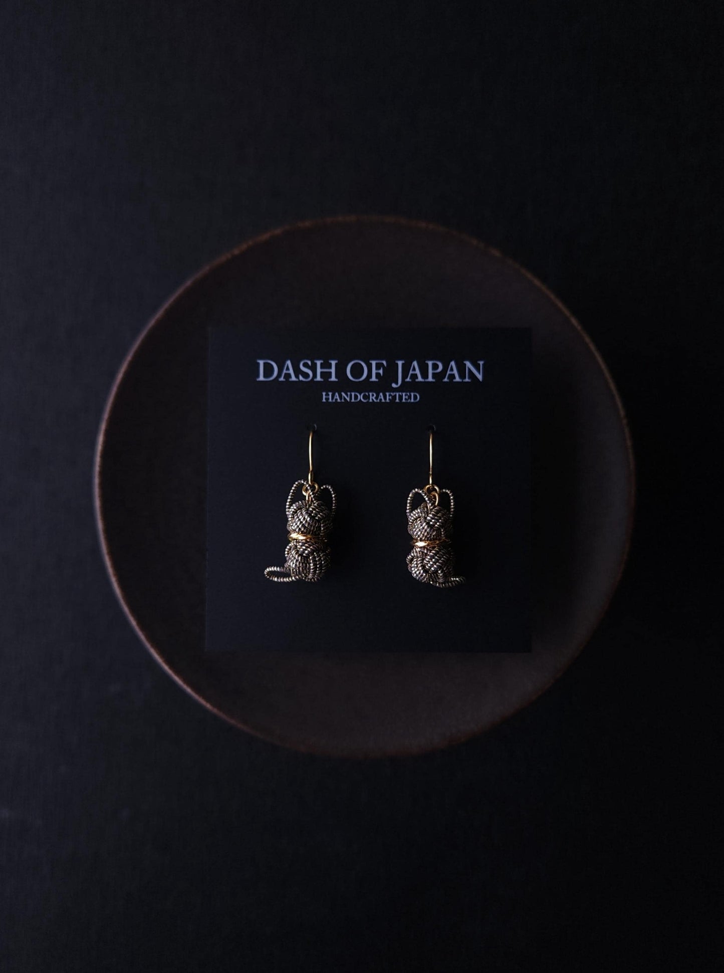 Cat Earrings - Black Gold