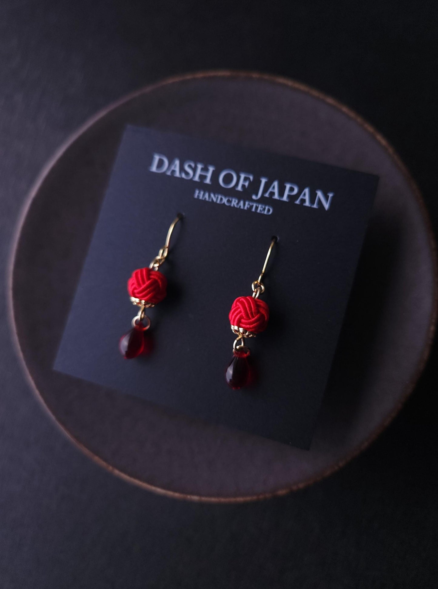 Simple Drop Earrings - Red