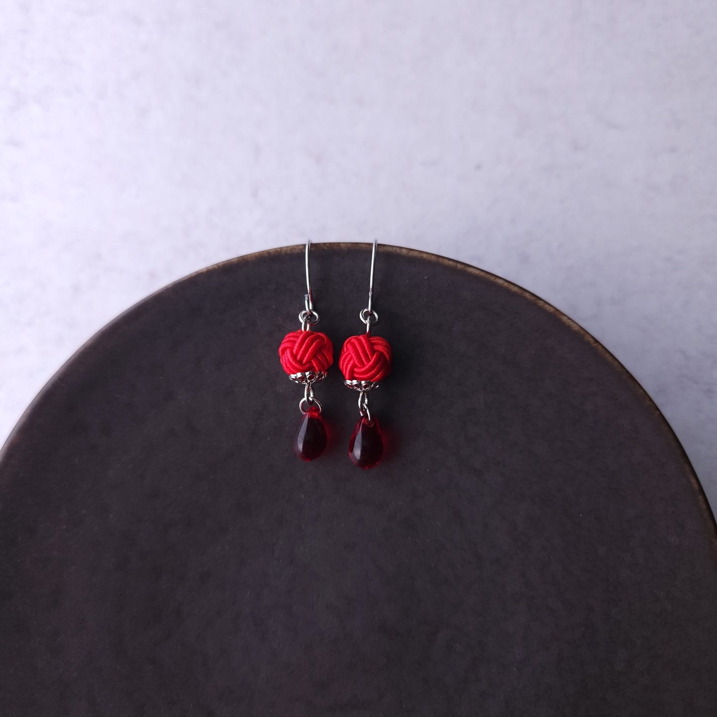 Simple Drop Earrings - Red