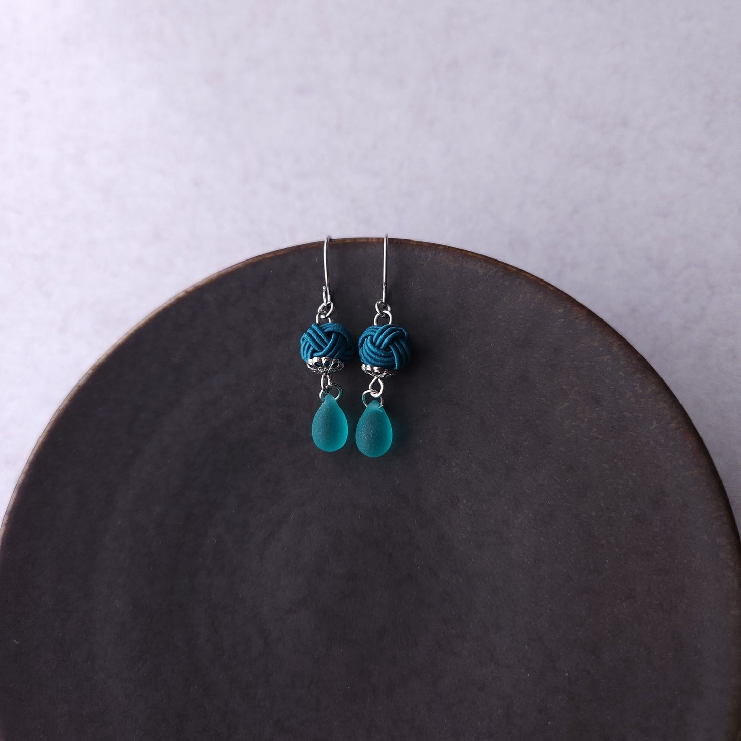 Simple Drop Earrings- Teal Green