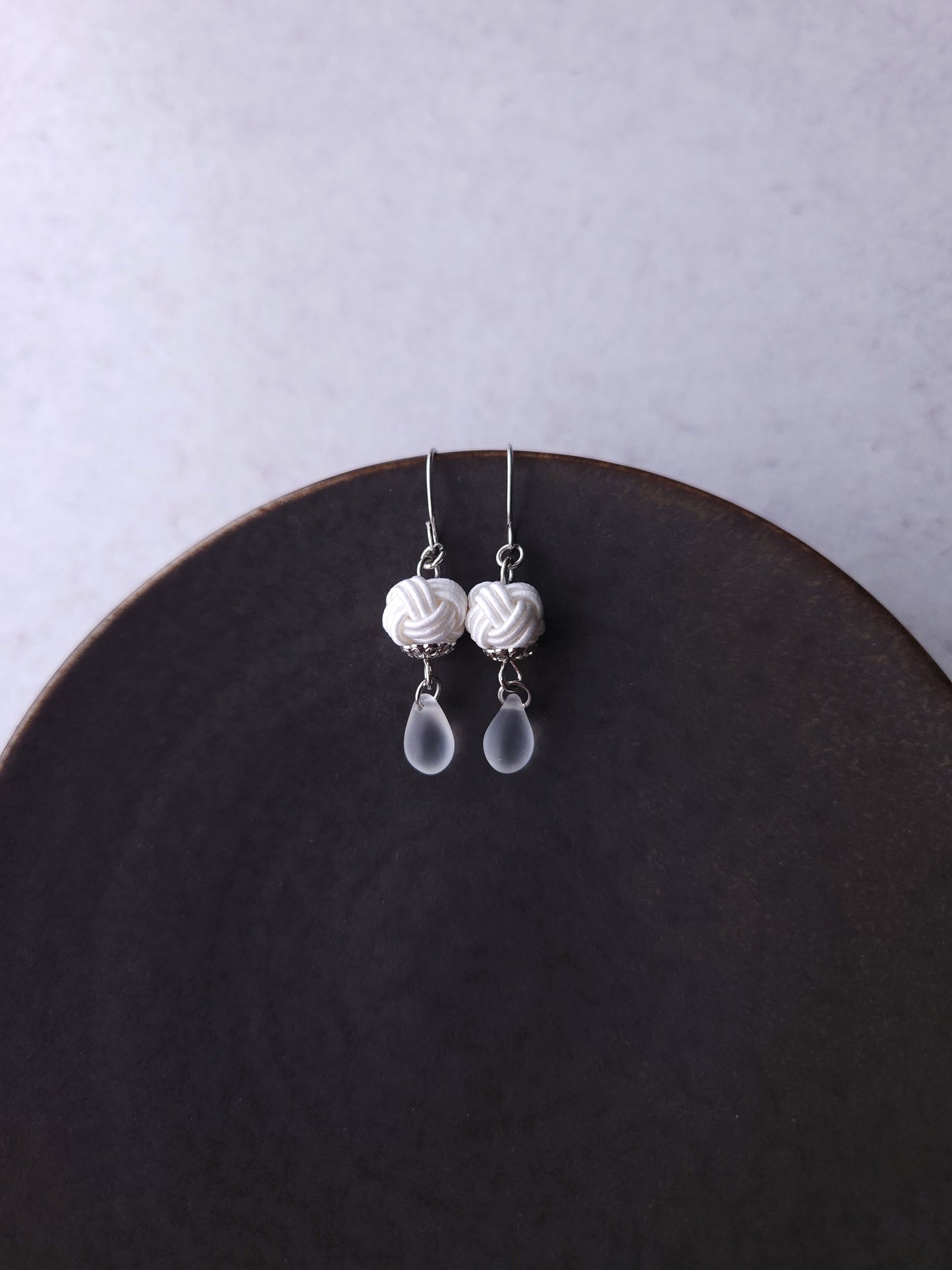 Simple Drop Earrings - White