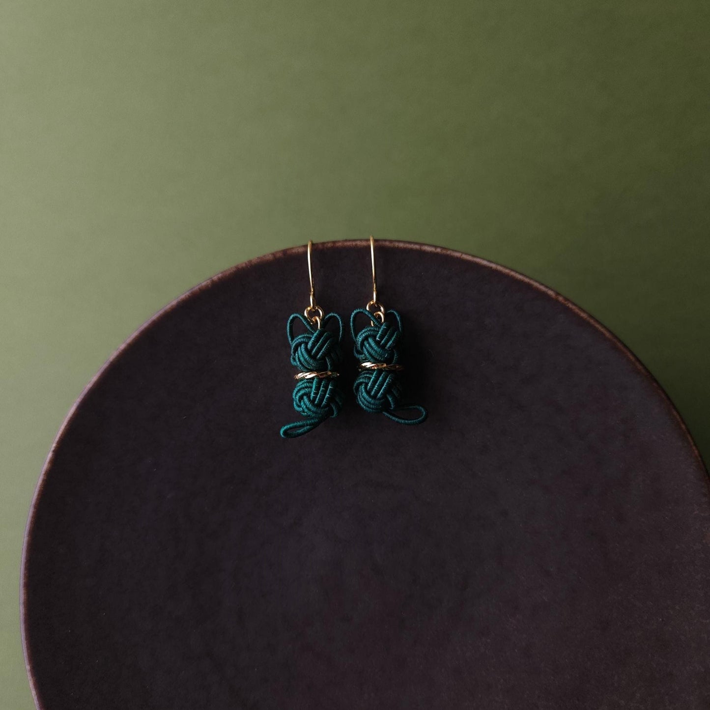 Cat Earrings - Deep Green
