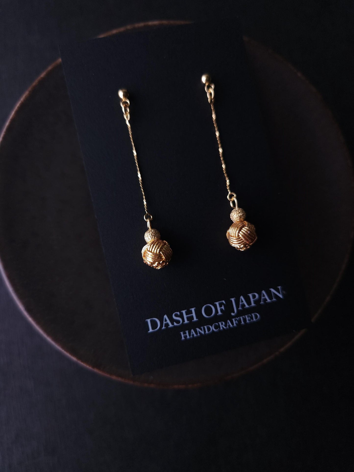 Long Drop Earrings - Metallic Gold