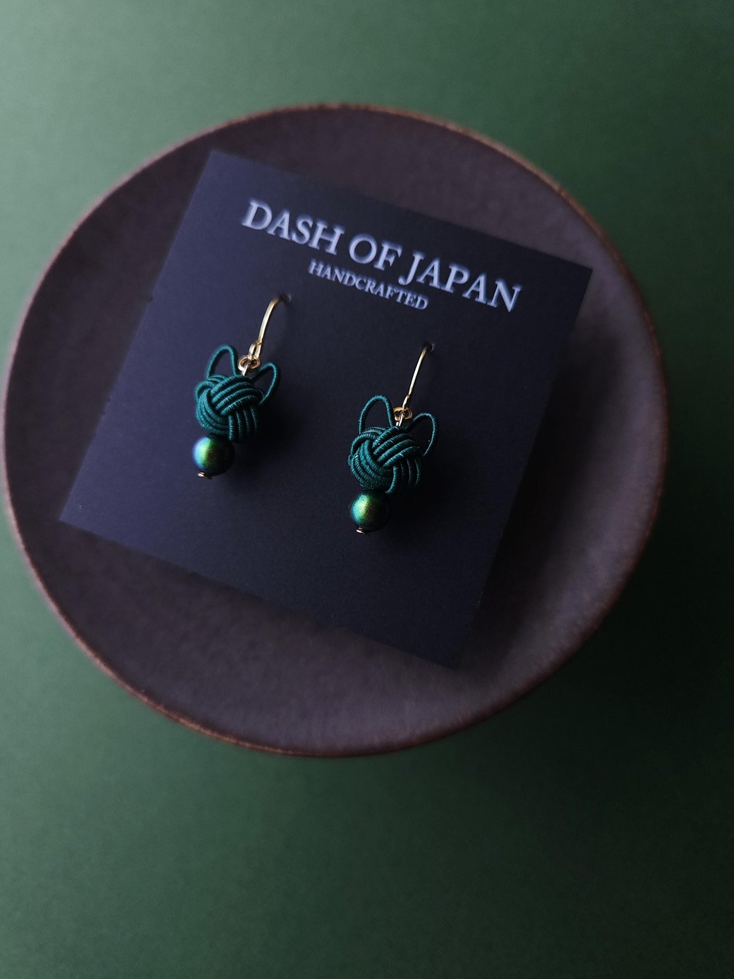 Cat Head Earrings - Deep Green