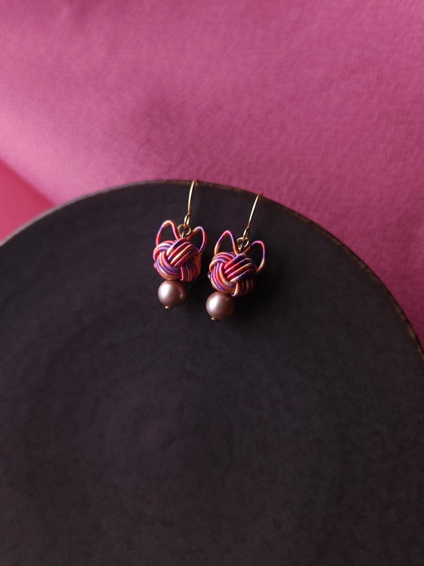 Cat Head Earrings - Pink Mix