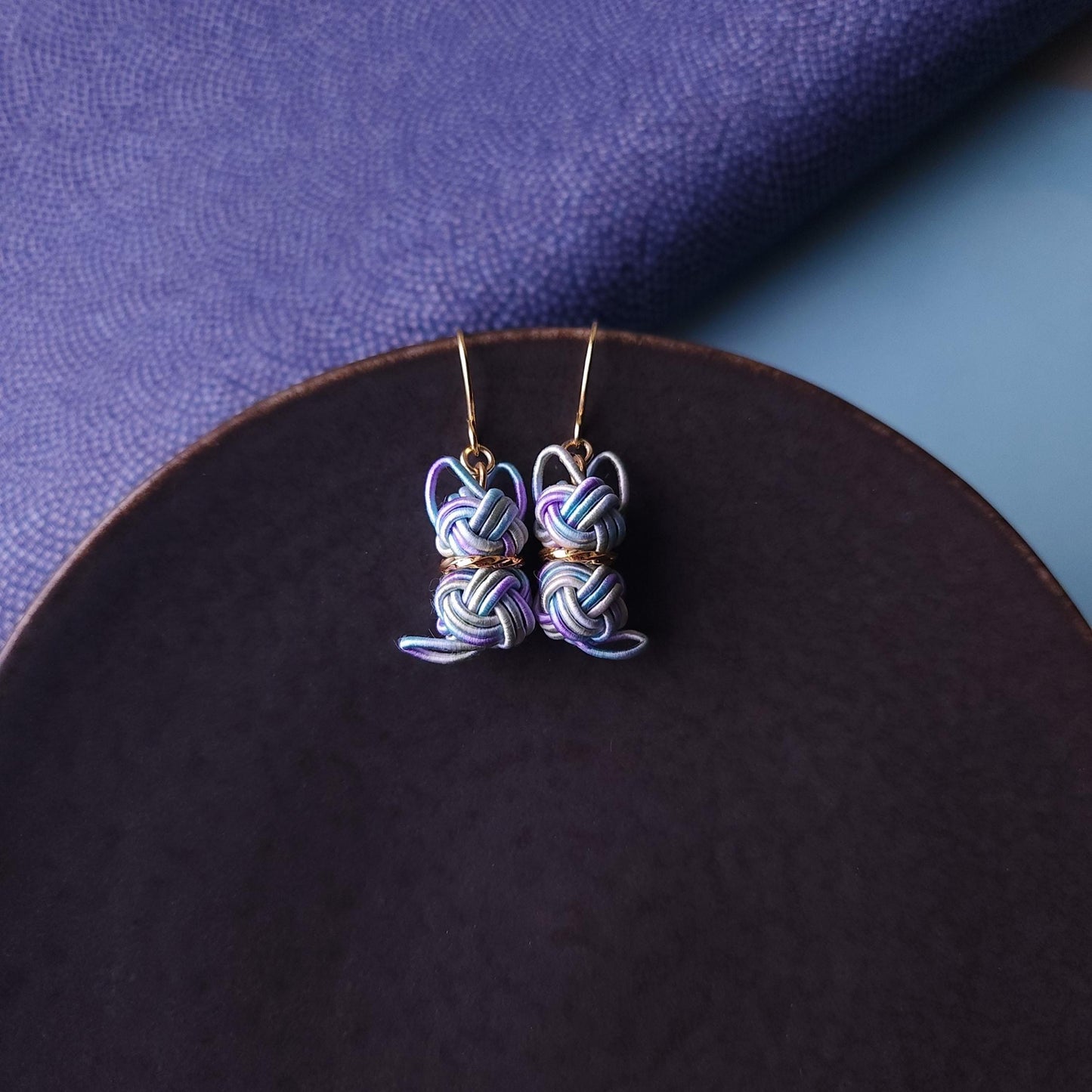 Cat Earrings - Hydrangea Blue