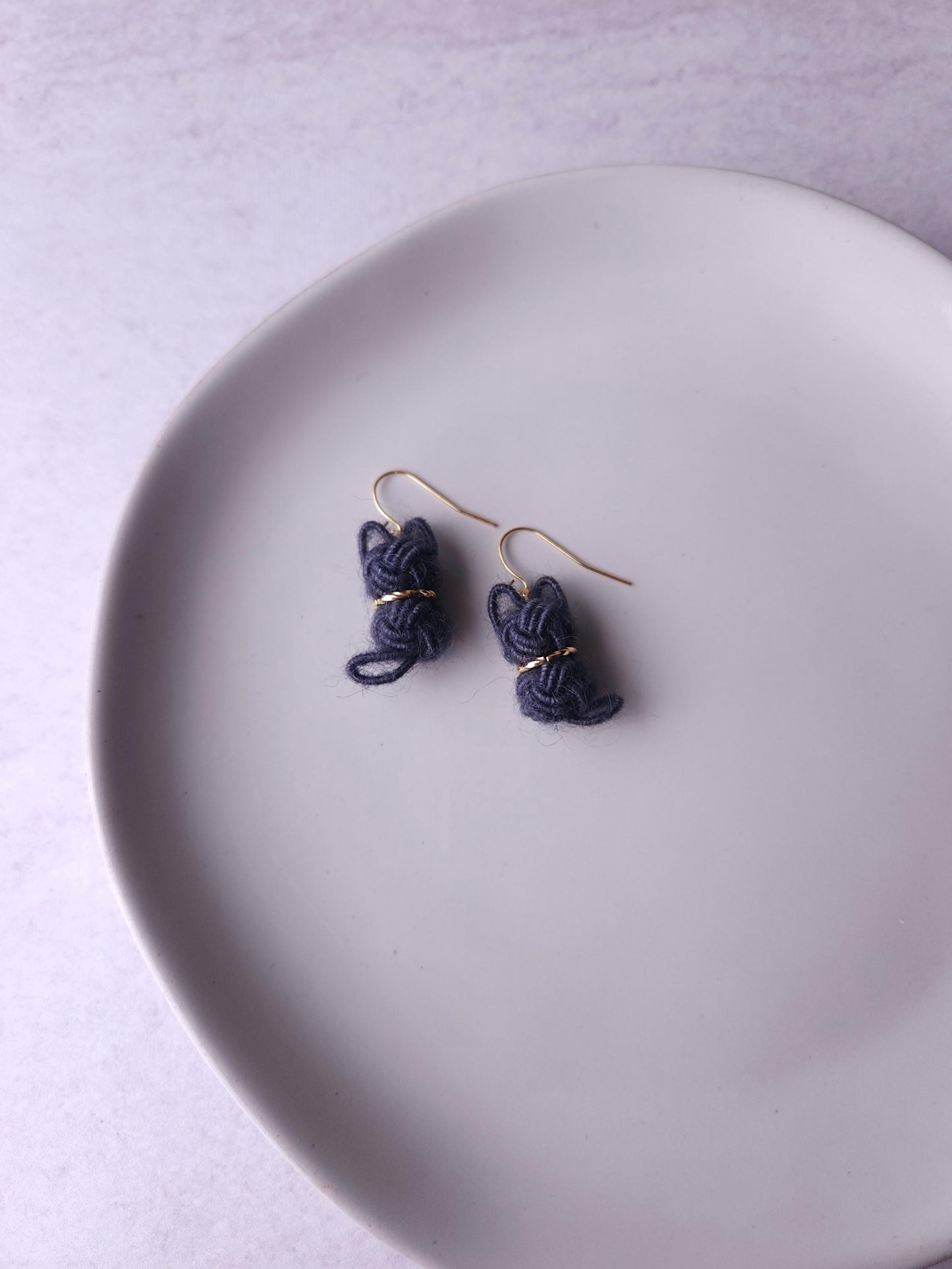 Fluffy Cat Earrings - Charcoal Gray