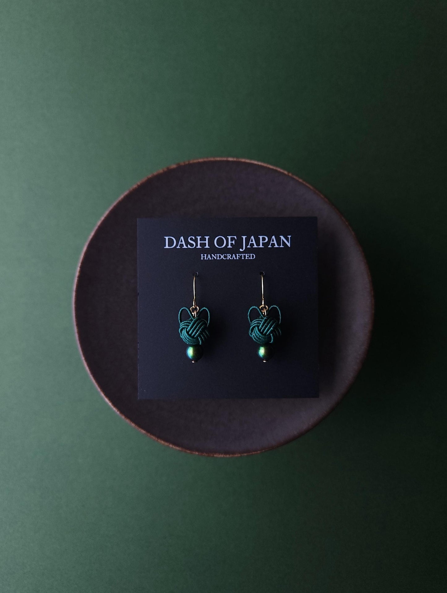 Cat Head Earrings - Deep Green