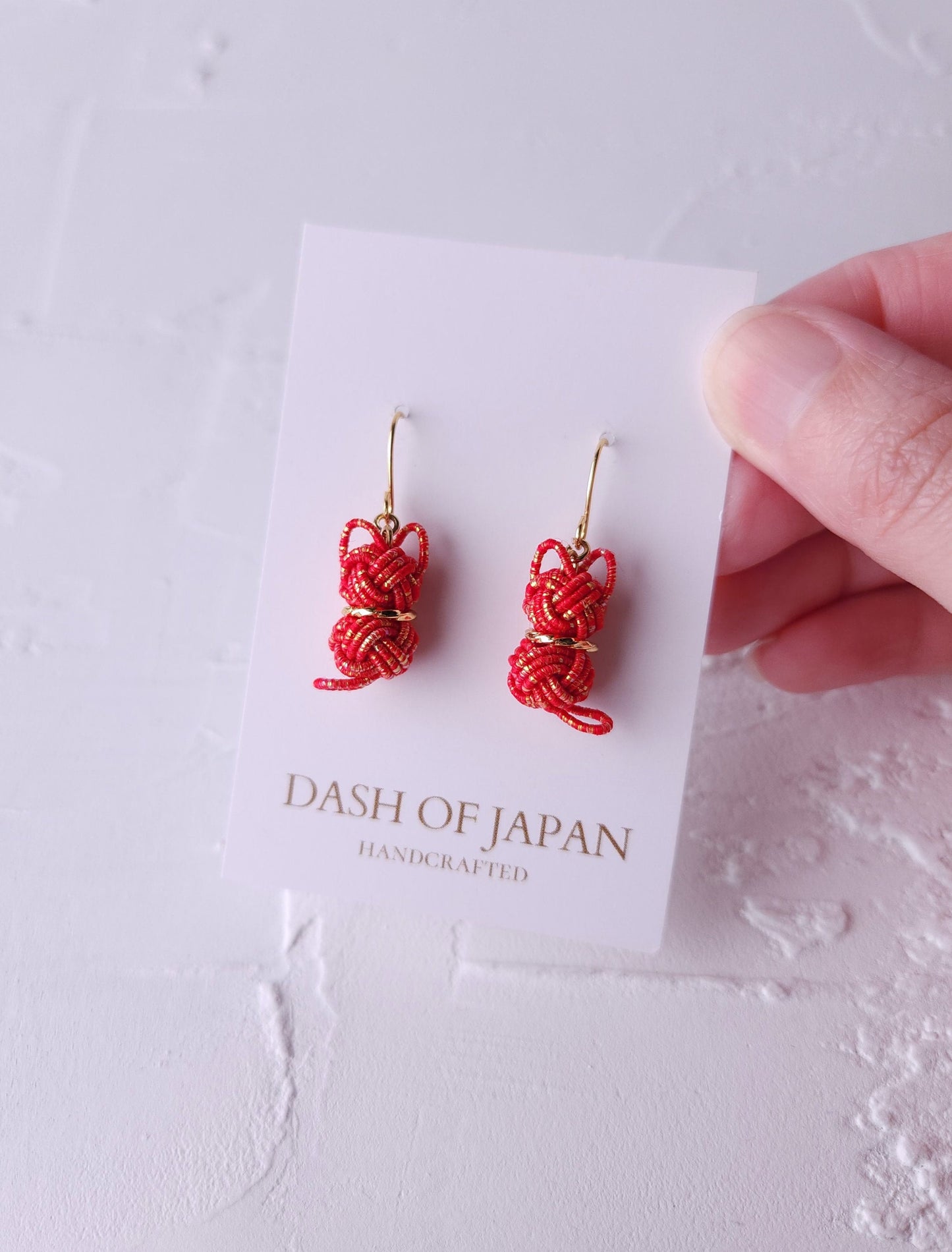 Cat Earrings - Red with Gold Dust
