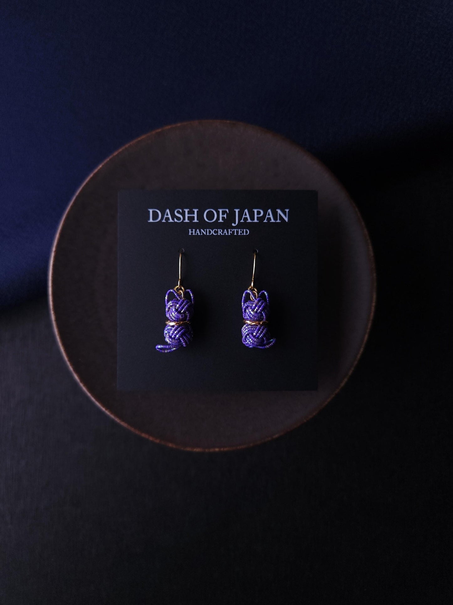 Cat Earrings- Blue with Gold Dust