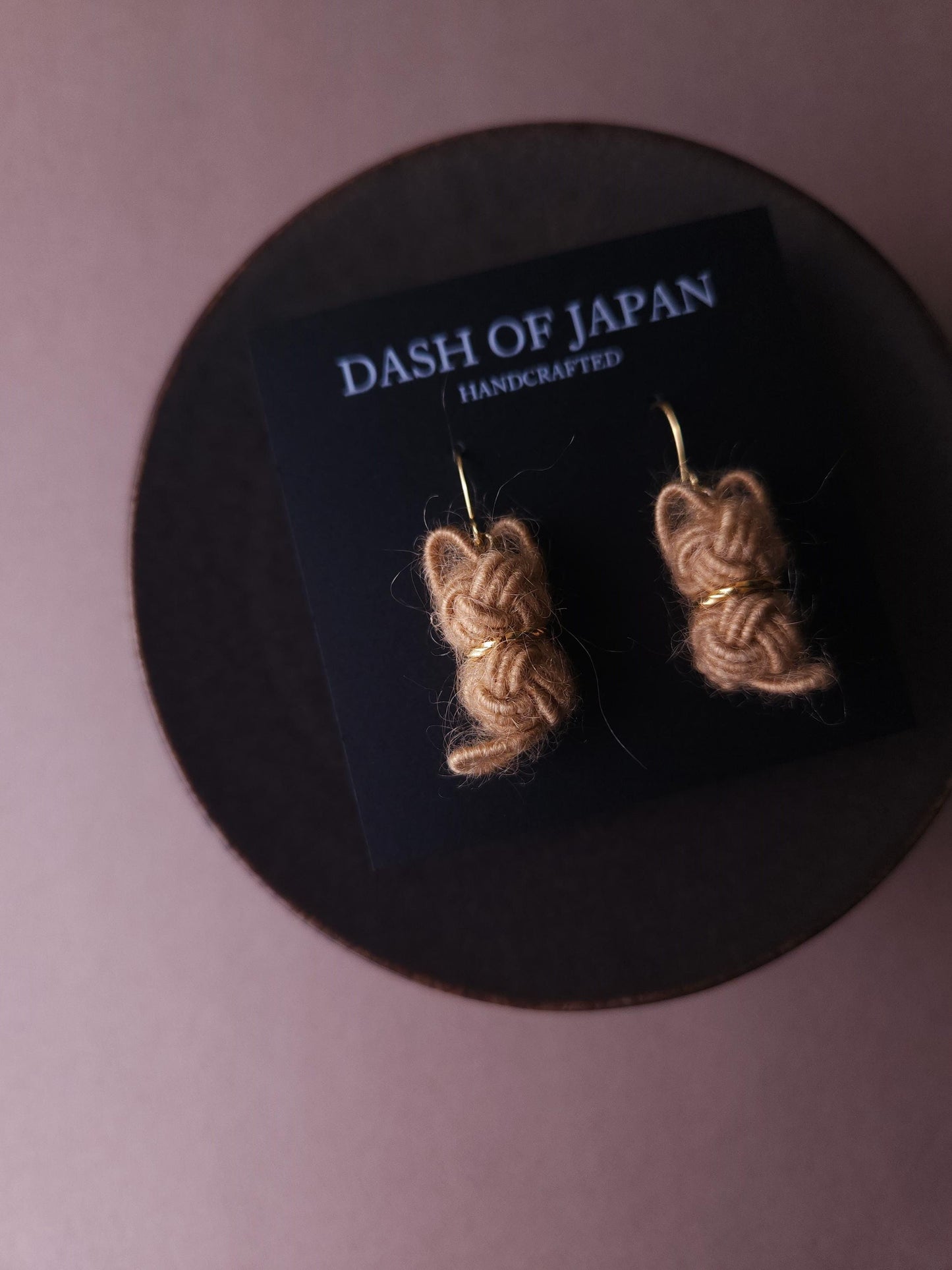 Fluffy Cat Earrings - Light Brown