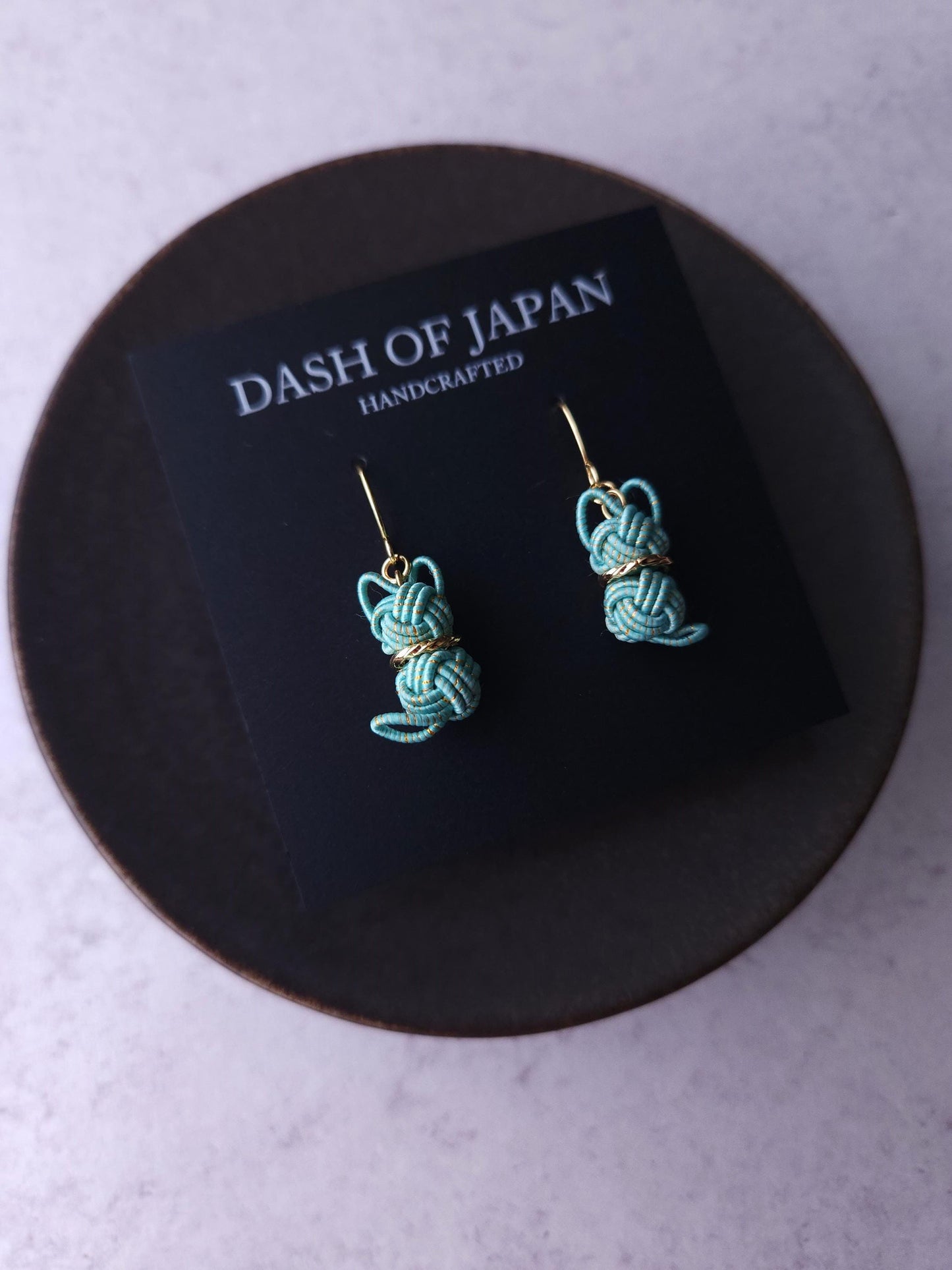 Cat Earrings - Turquoise Blue x Gold