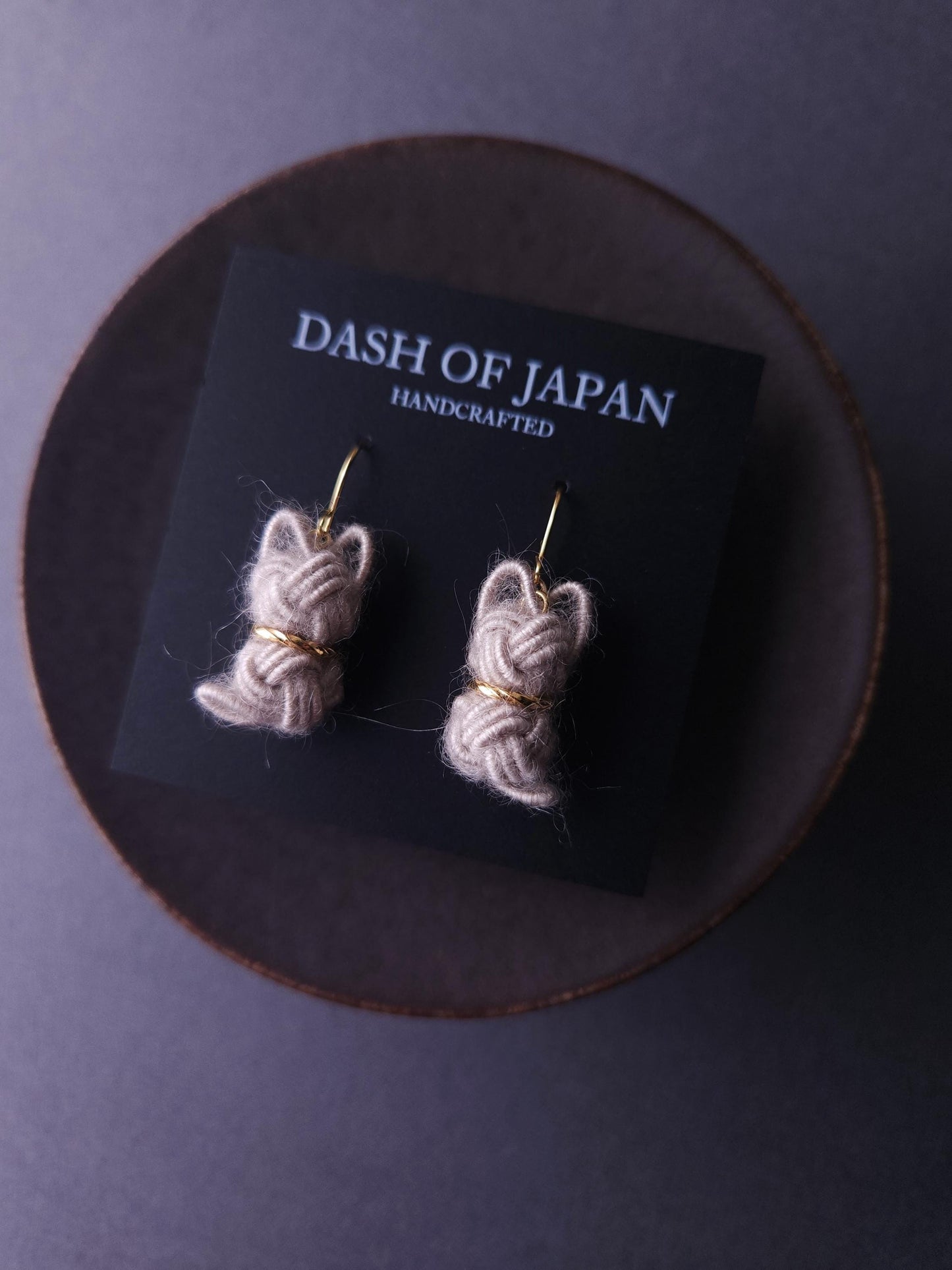 Fluffy Cat Earrings - Silver Gray
