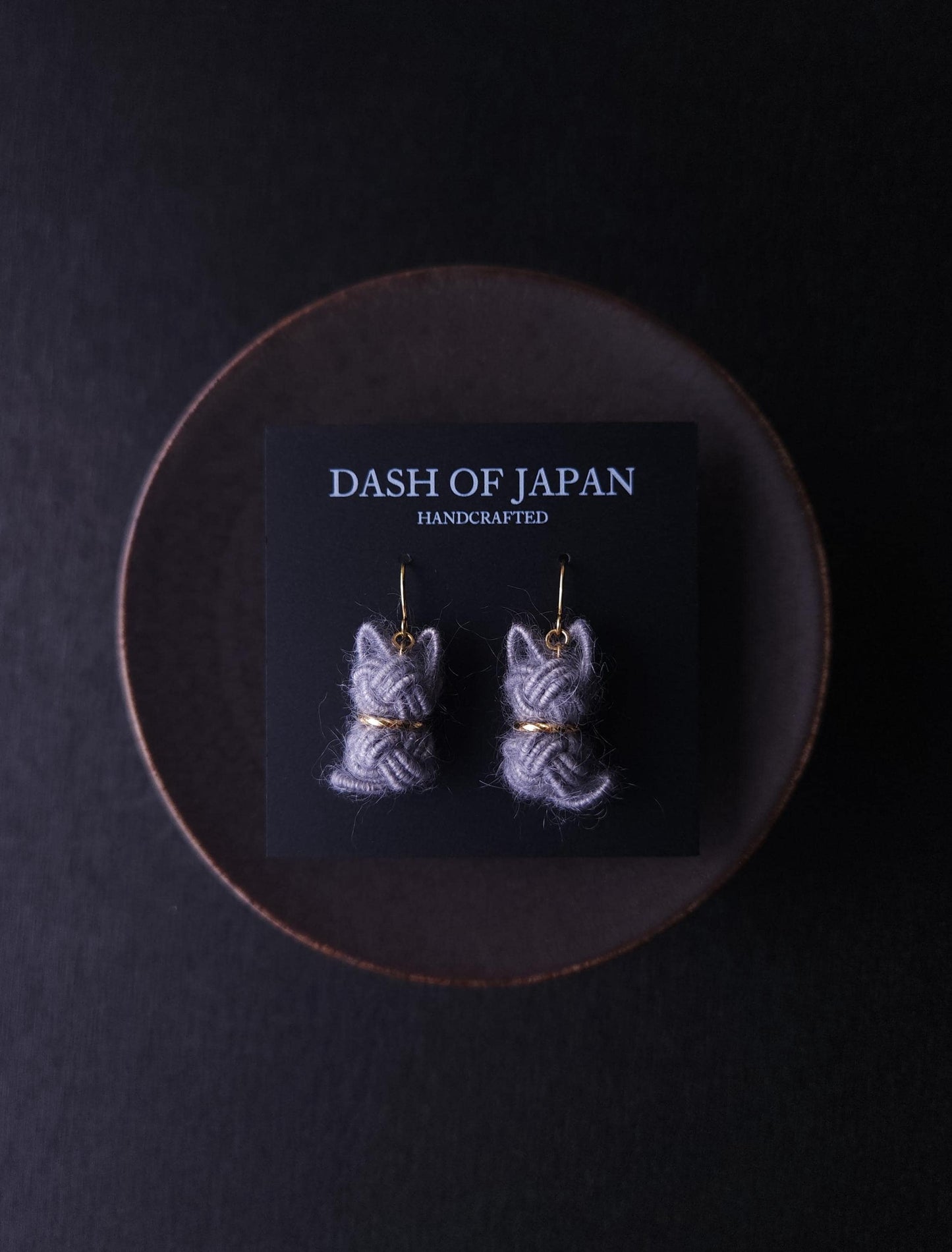 Fluffy Cat Earrings - Gray