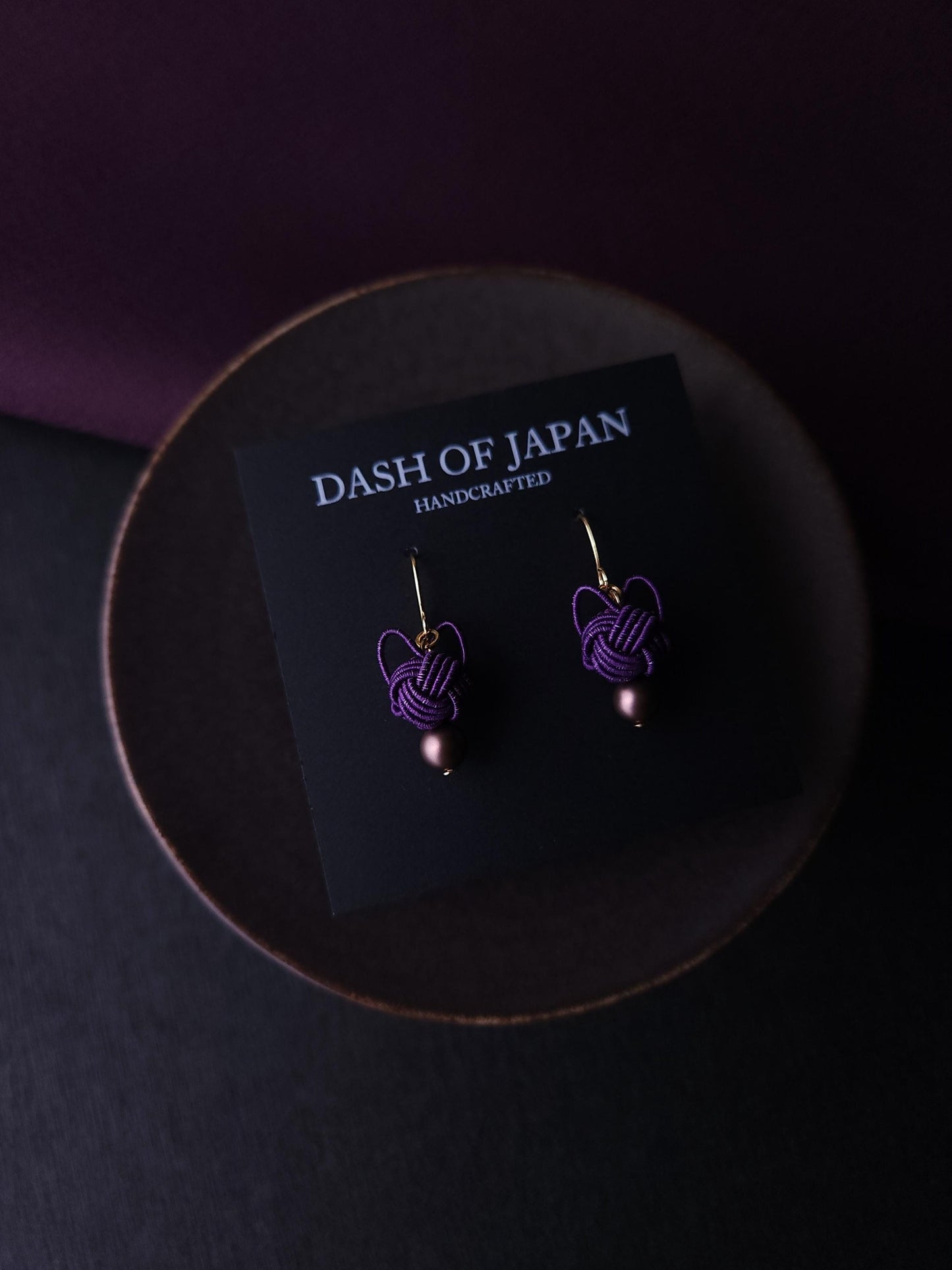 Cat Head Earrings - Eggplant Purple
