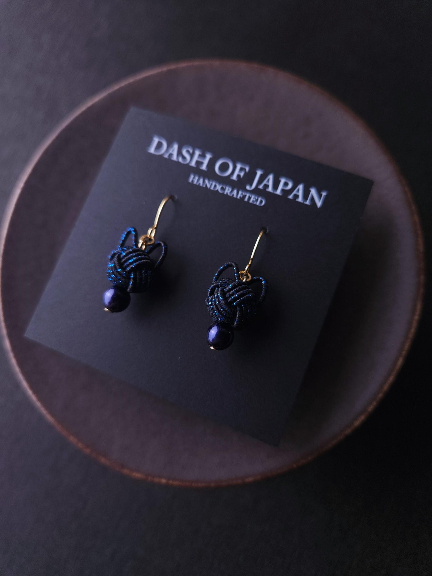 Cat Head Earrings - Black with Blue Sparkle