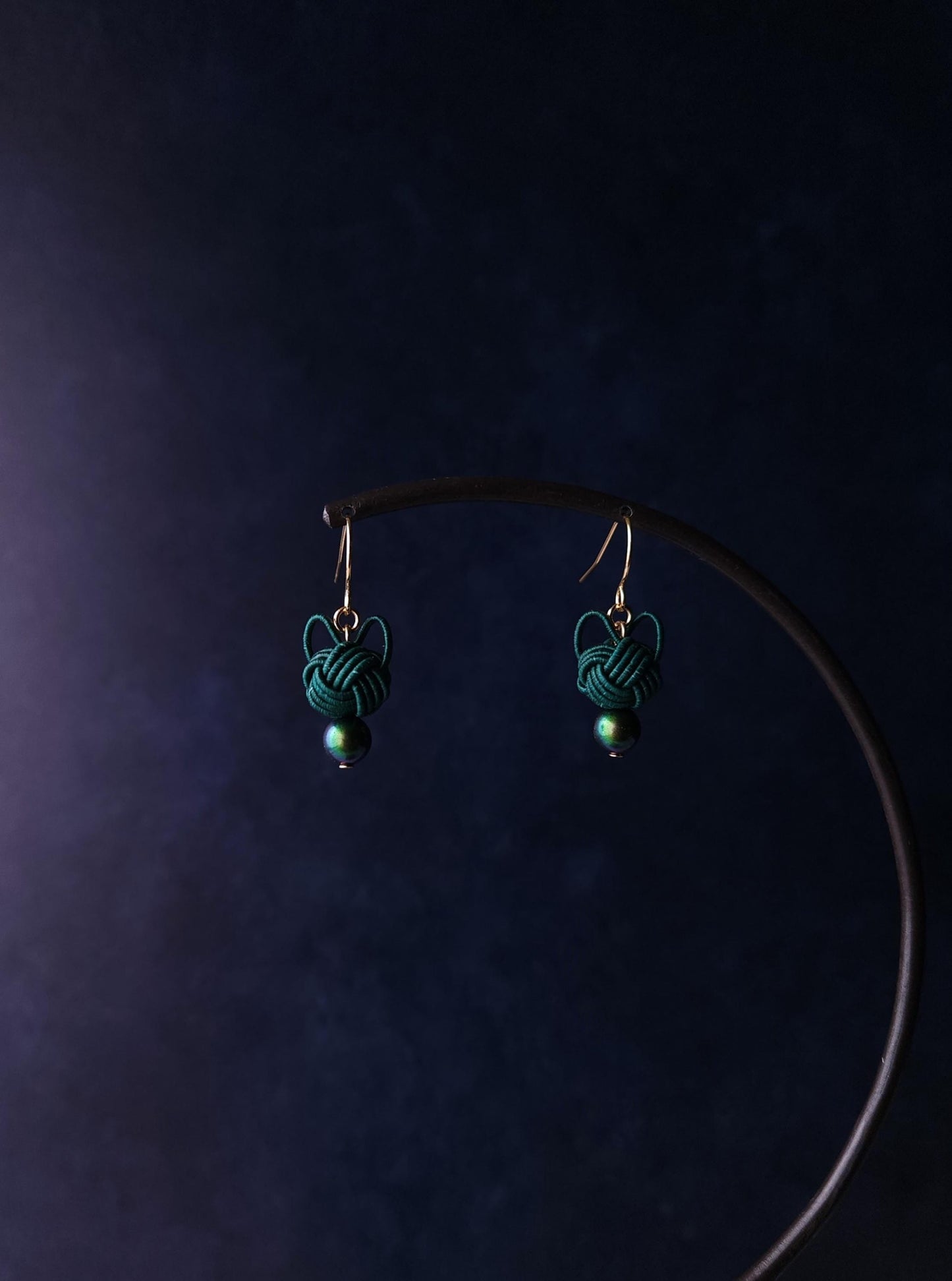 Cat Head Earrings - Deep Green