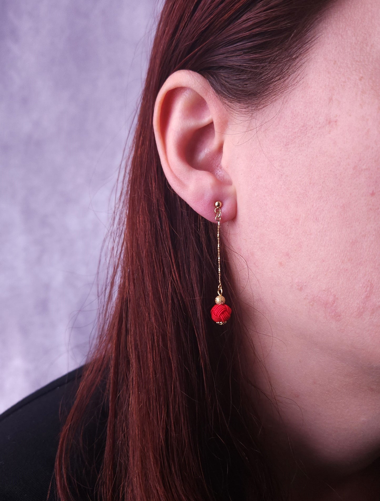 Long Drop Earrings - Red