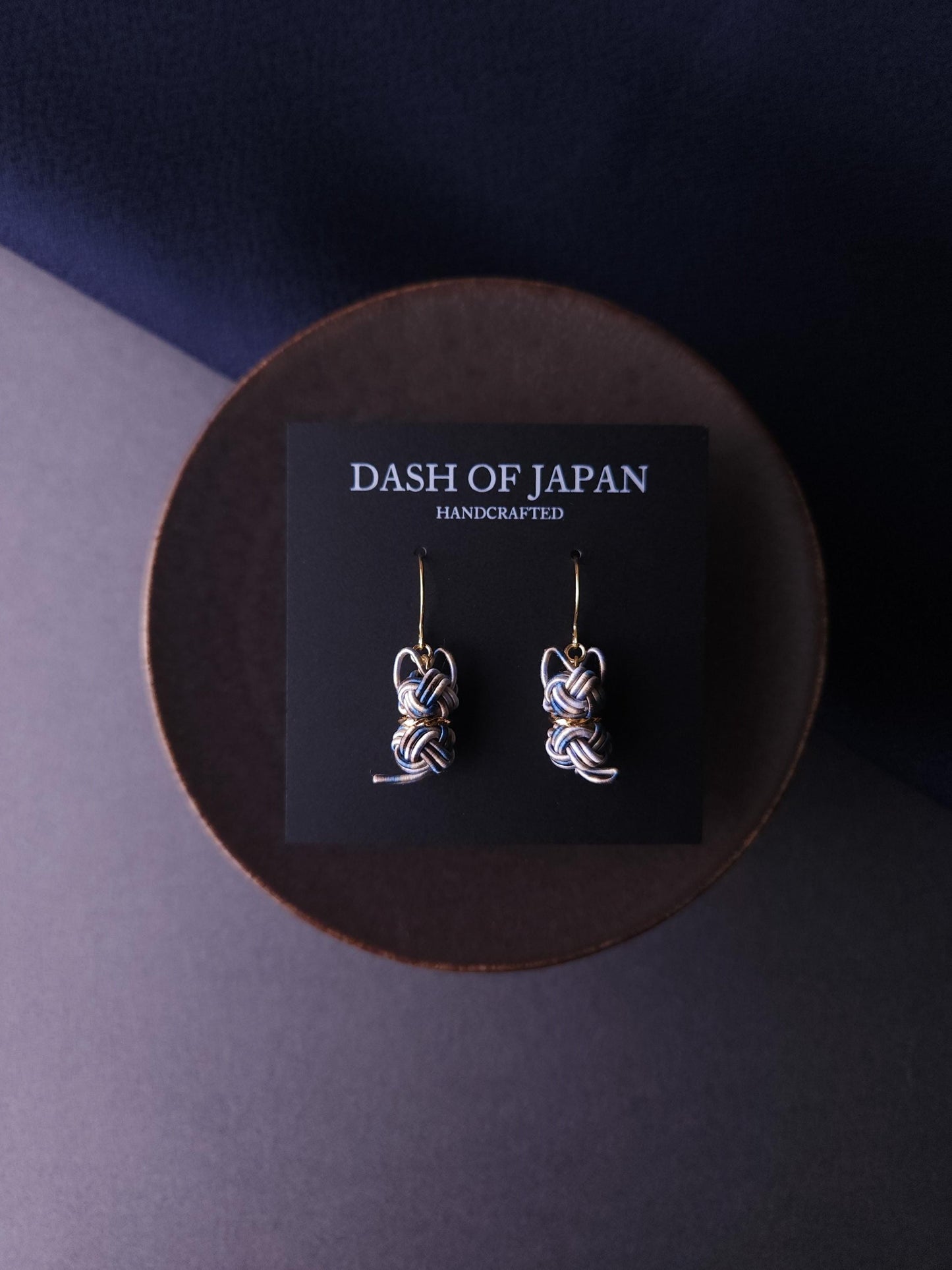 Cat Earrings - White Blue Brown Mix