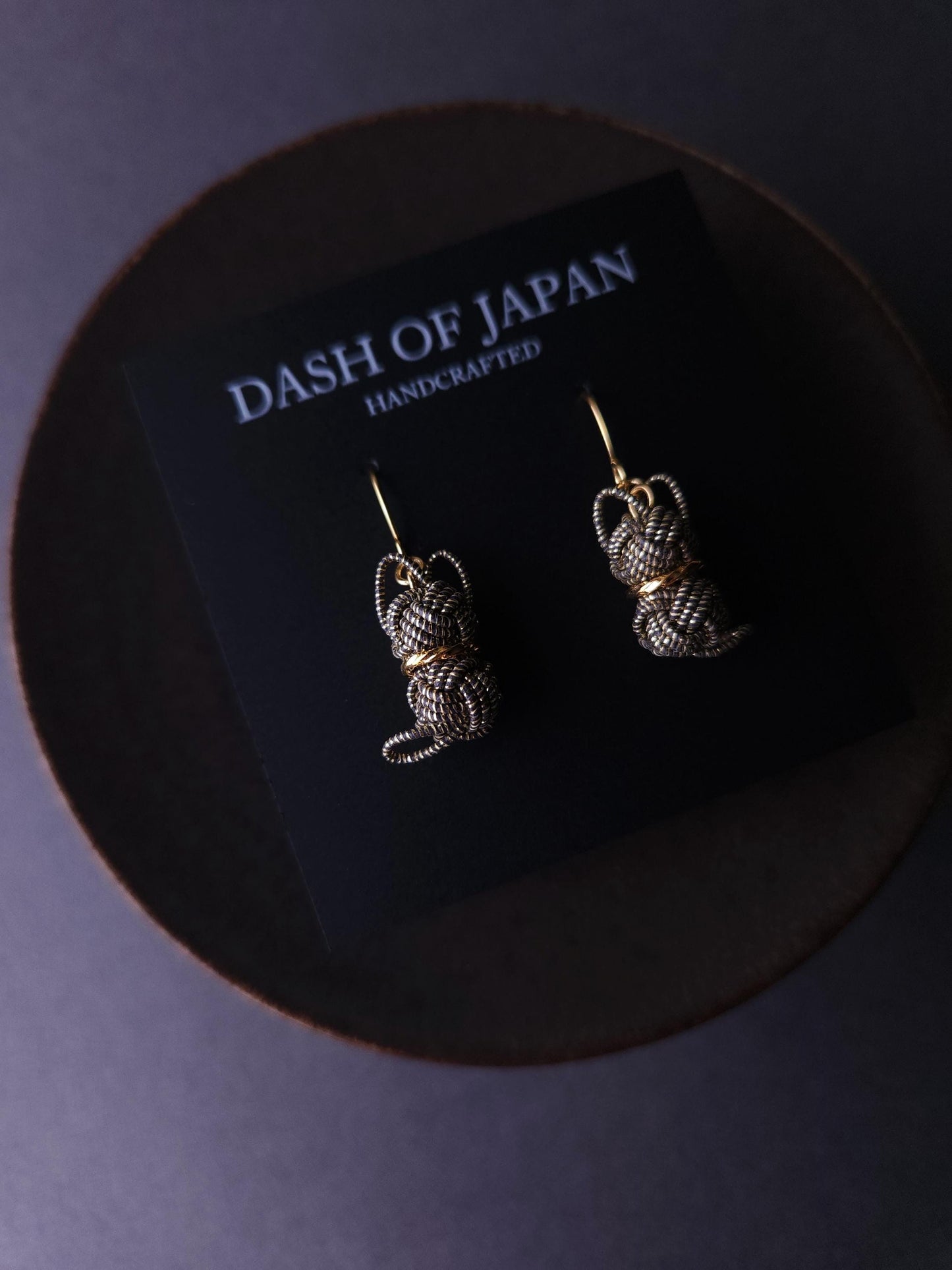 Cat Earrings - Black Gold