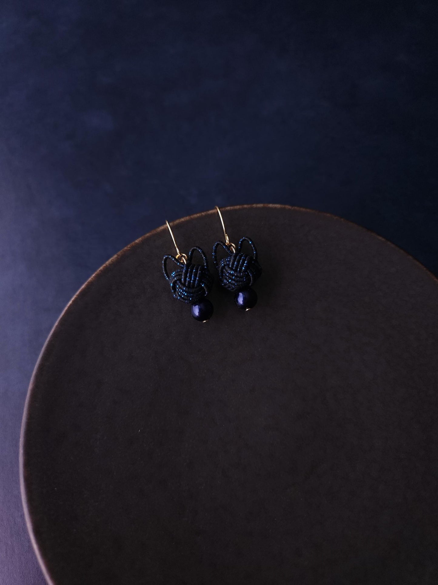 Cat Head Earrings - Black with Blue Sparkle