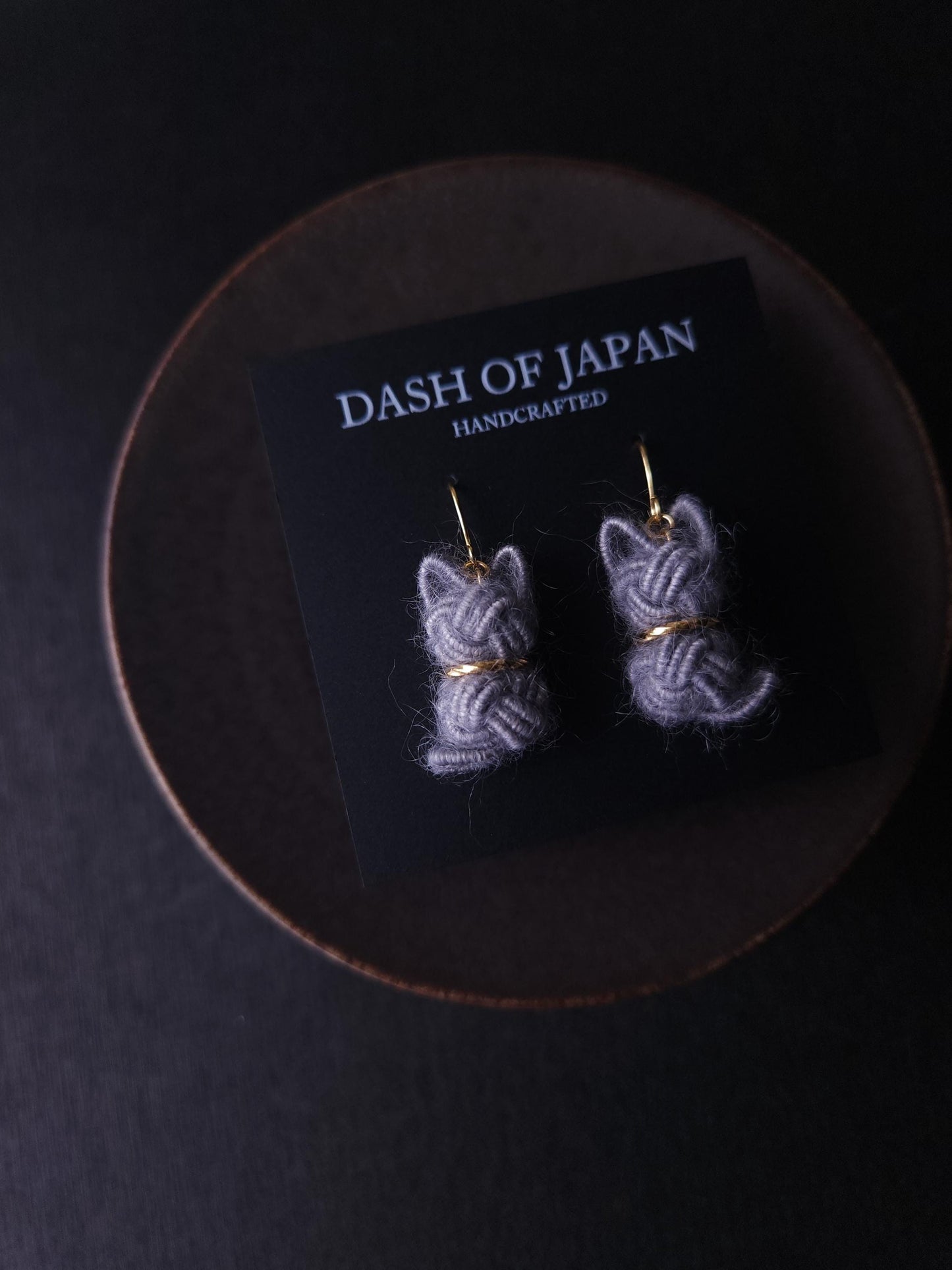 Fluffy Cat Earrings - Gray