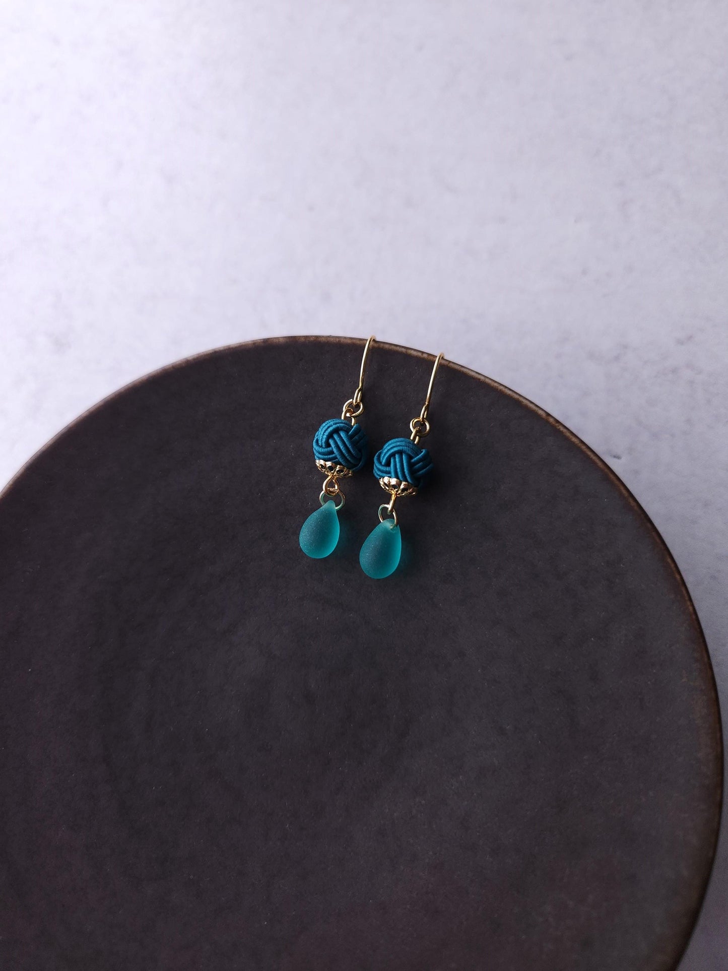 Simple Drop Earrings- Teal Green