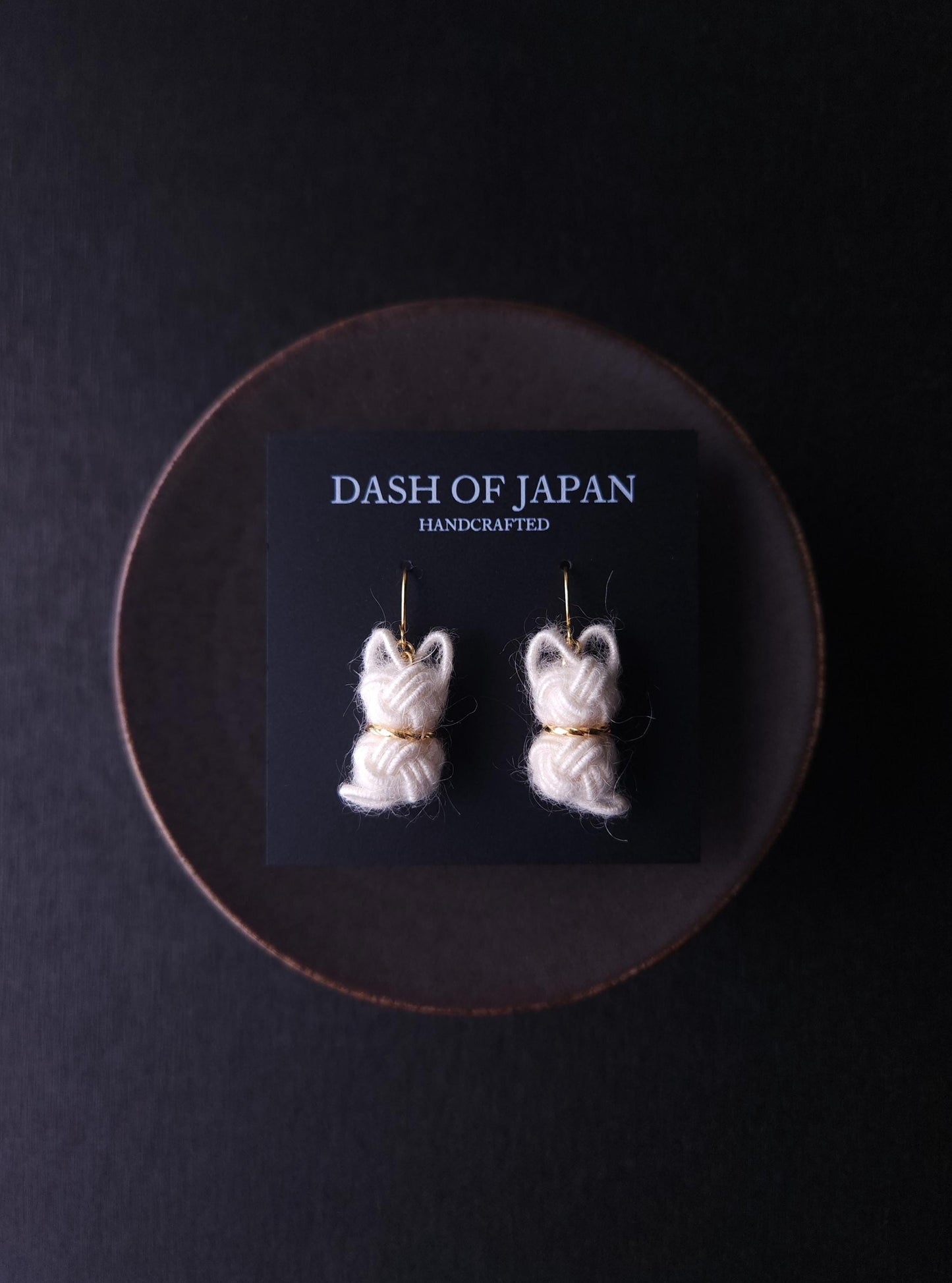 Fluffy Cat Earrings - White