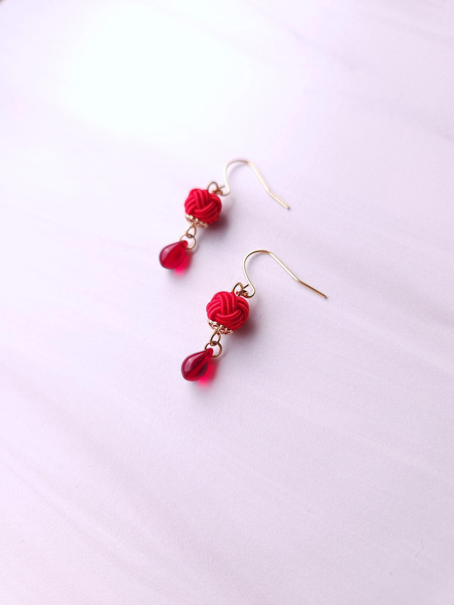 Simple Drop Earrings - Red