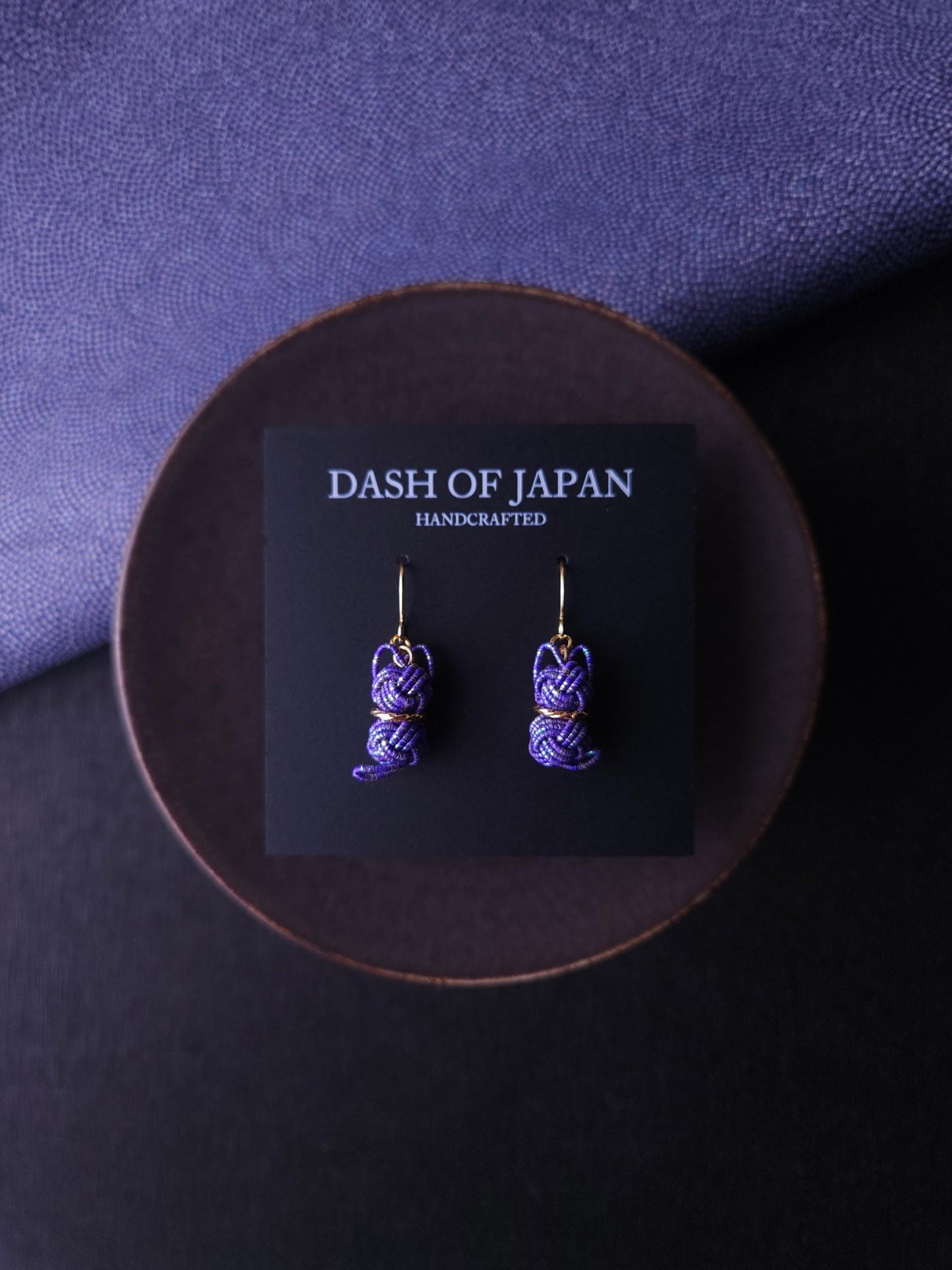 Cat Earrings- Blue with Gold Dust