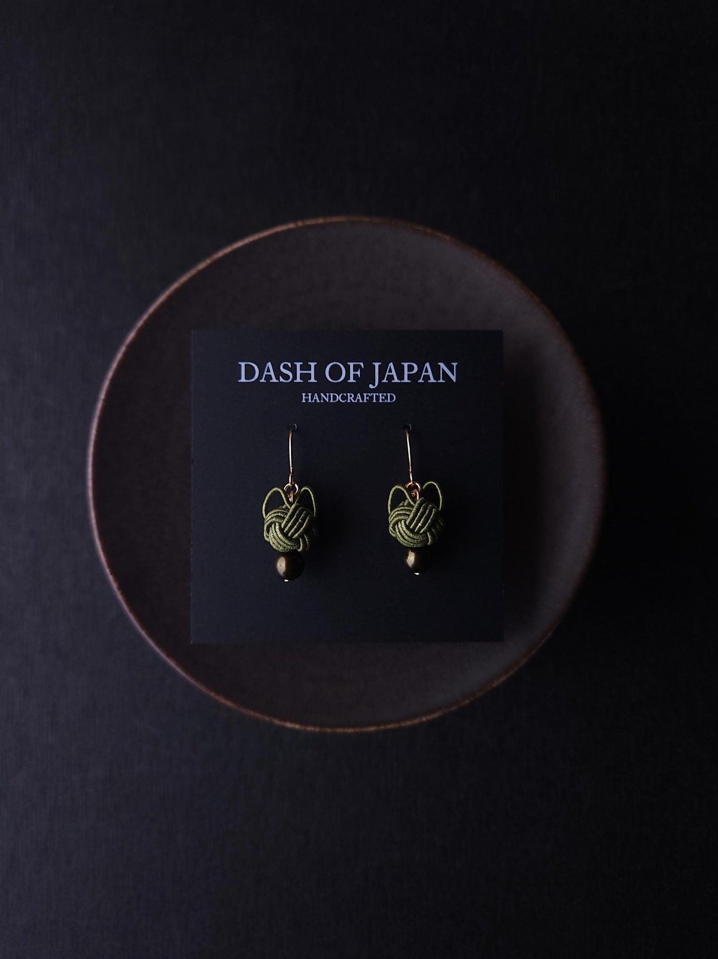Cat Head Earrings - Olive Green