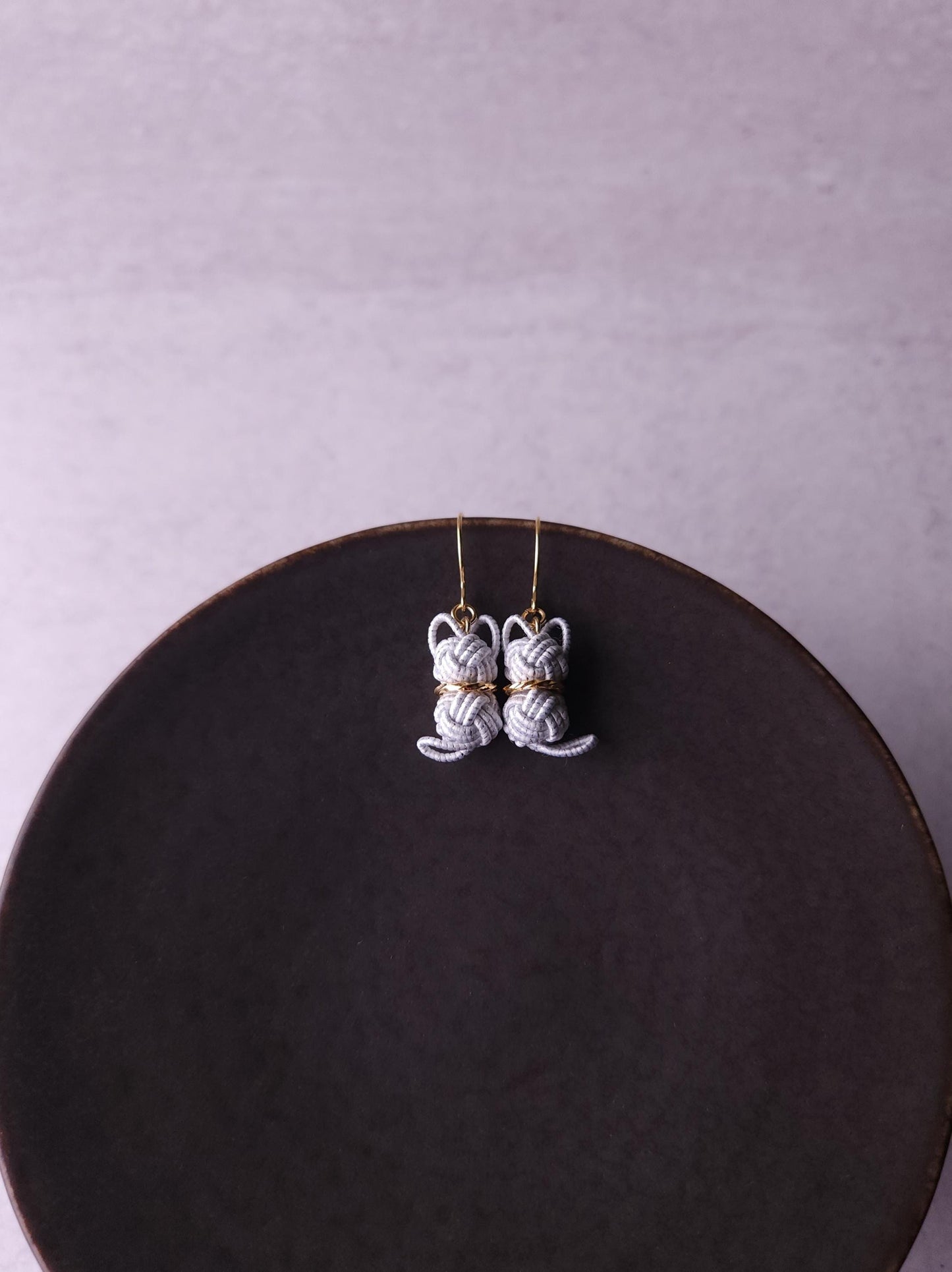 Cat Earrings - White x Silver