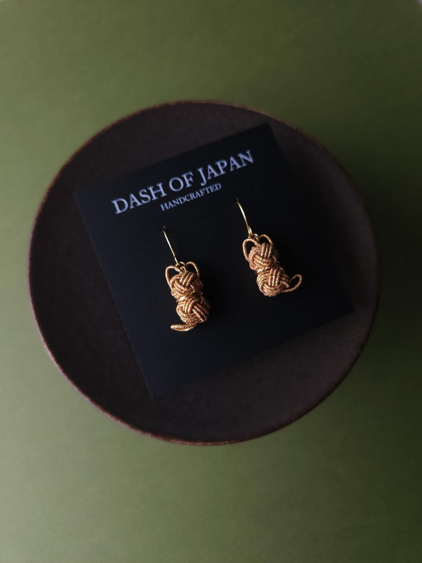 Cat Earrings - Brown Gold