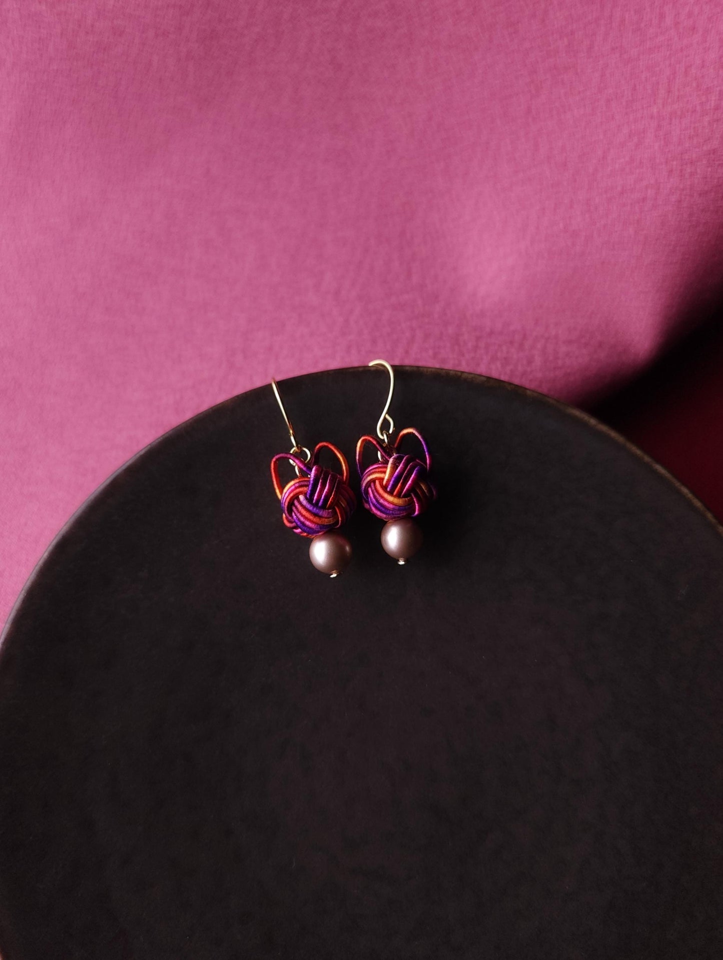 Cat Head Earring - Purple Orange