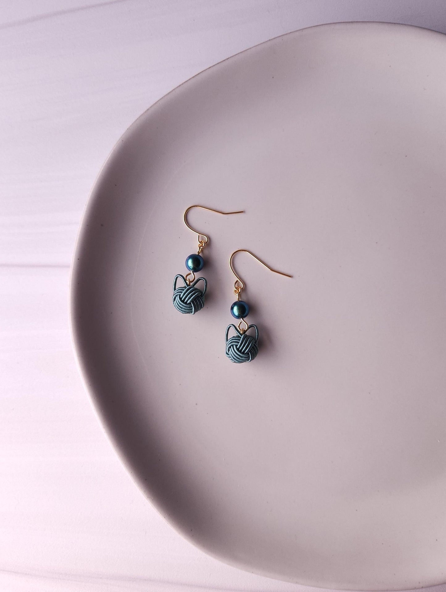 Cat Earrings-Peacock Green