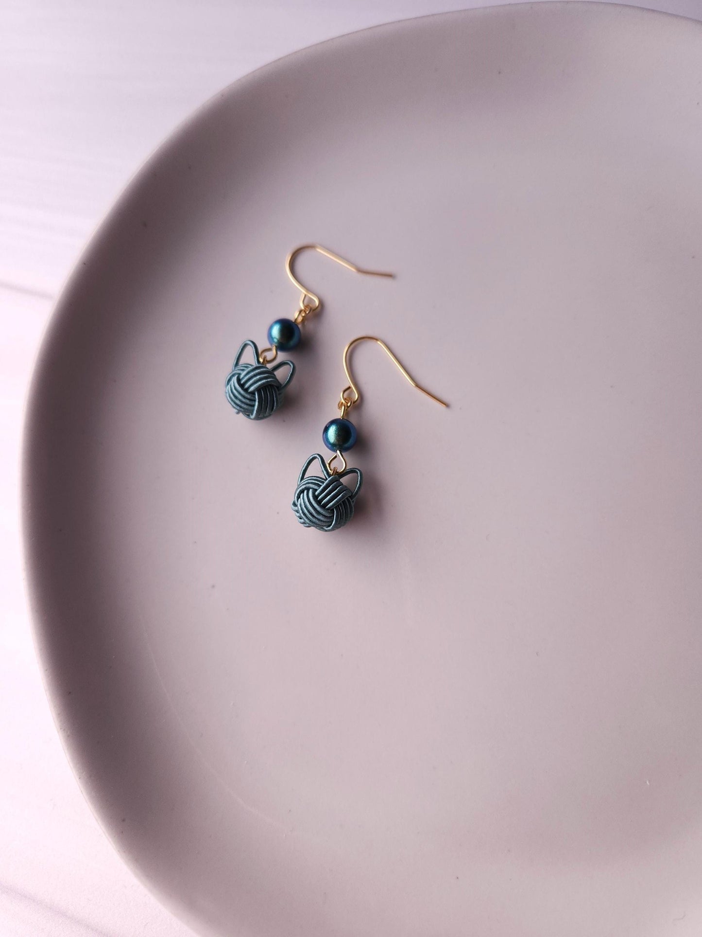 Cat Earrings-Peacock Green