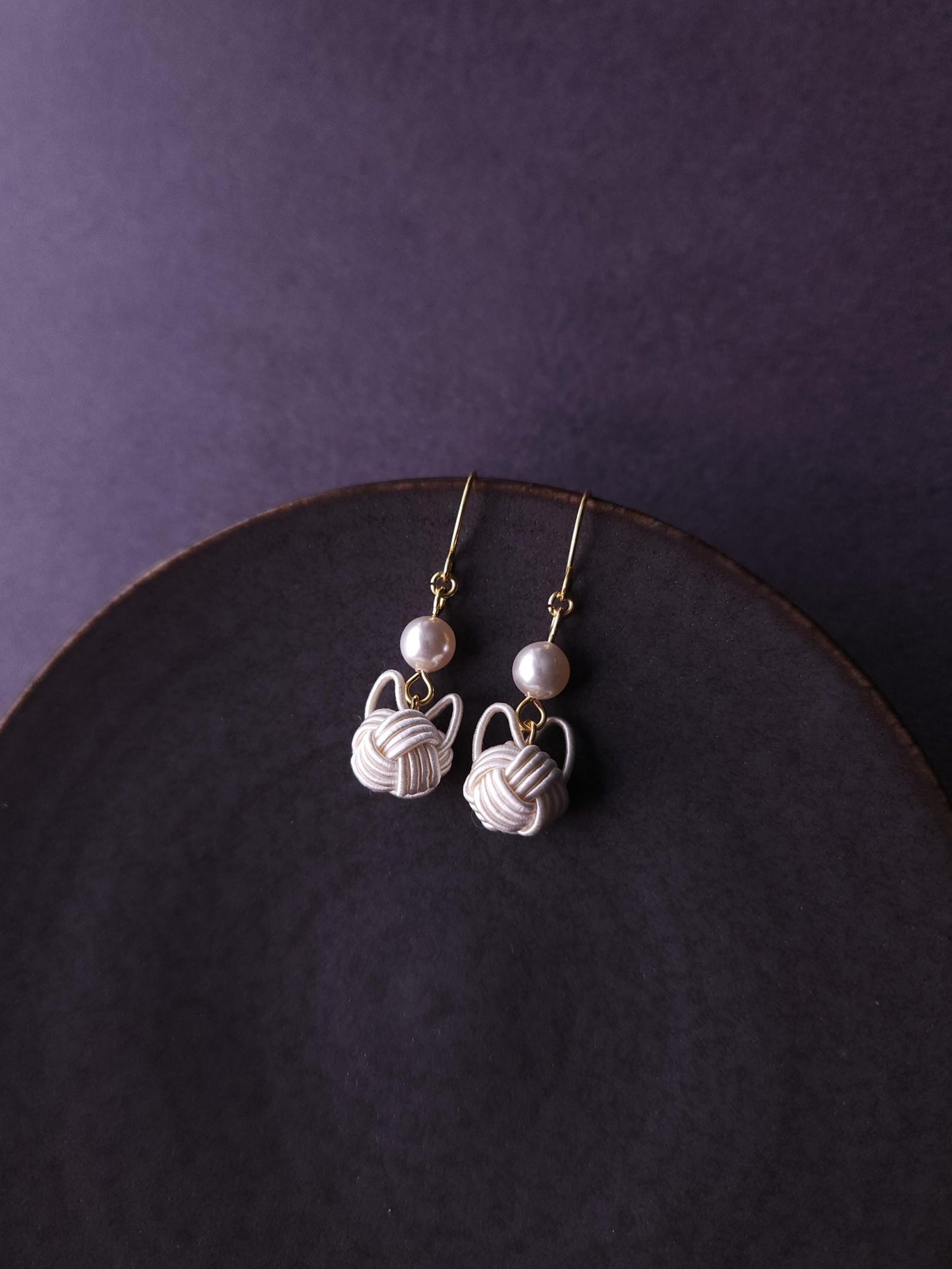 Cat Drop Earrings- White